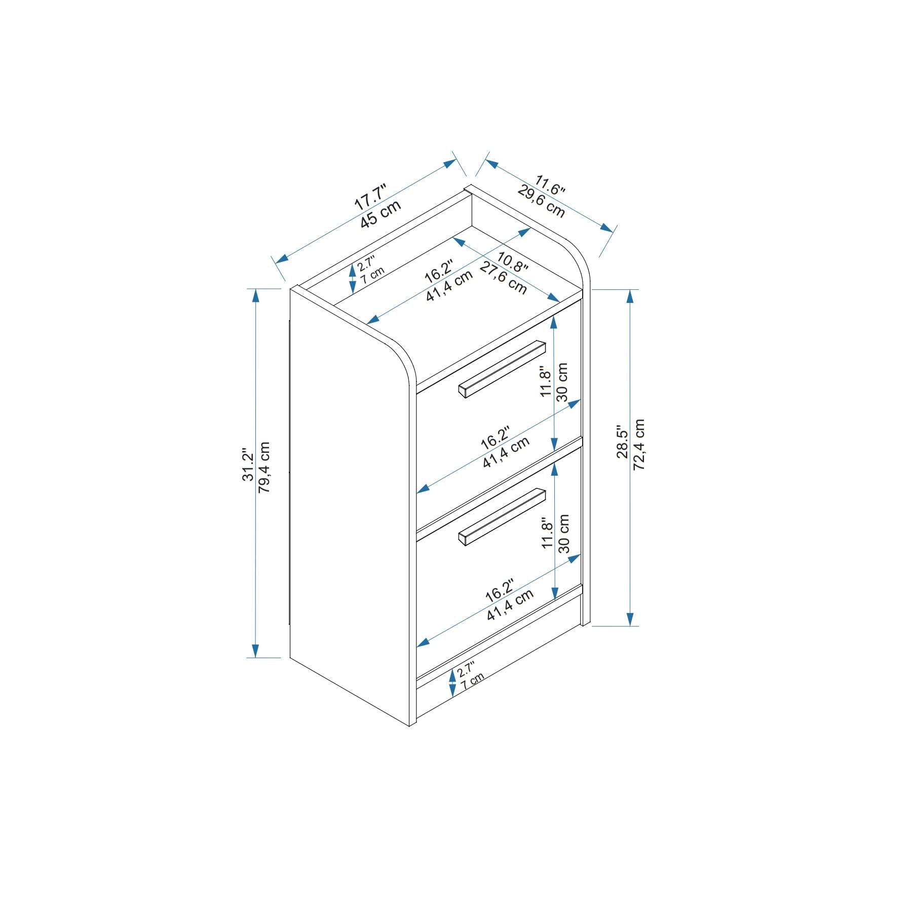 Mesa de cabeceira – 45 cm x 79,4 cm – Branco – Aglomerado revestido de melamina