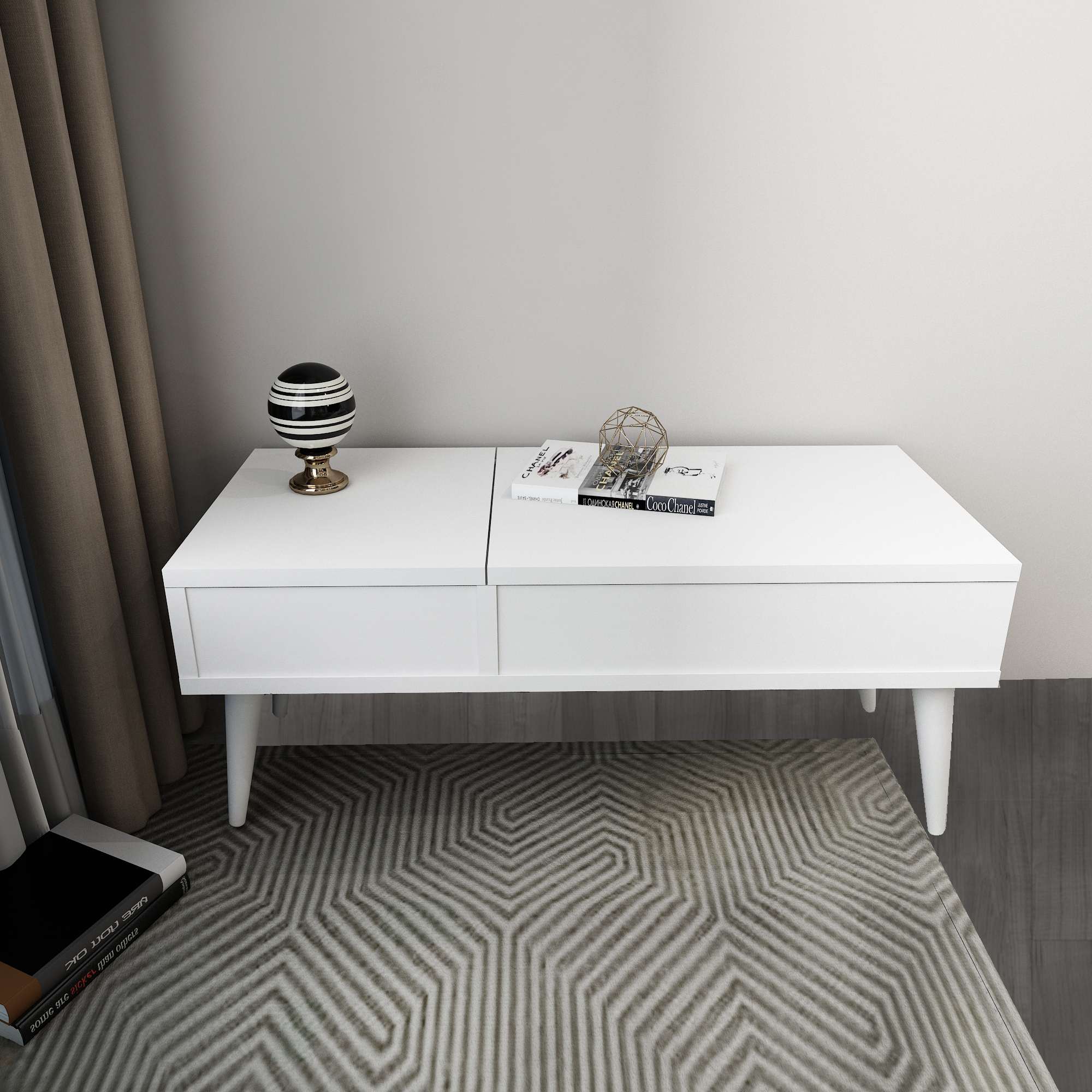 Toucador – 79,4 cm x 31 cm x 35 cm – Branco – Painel de partículas revestido em melamina