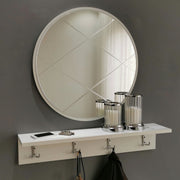 Suporte de hall moderno com espelho e prateleira de parede, branco, 80 x 15 x 15 cm | 100% MDF, montado, suporte multiuso para entrada elegante