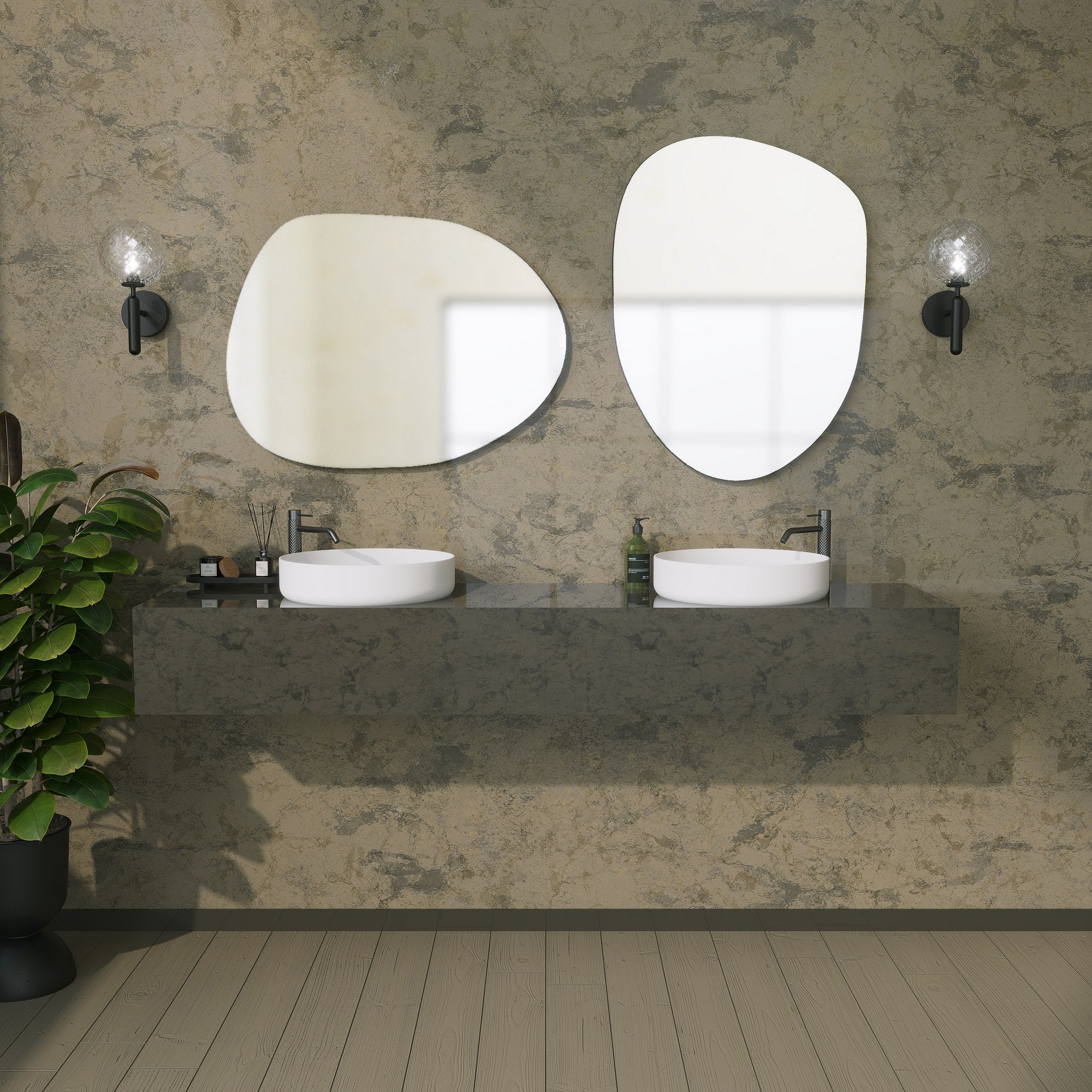 Espelho decorativo preto elegante, 50 x 75 cm | 100% MDF, 18 mm de espessura | Perfeito para decoração moderna e interiores elegantes