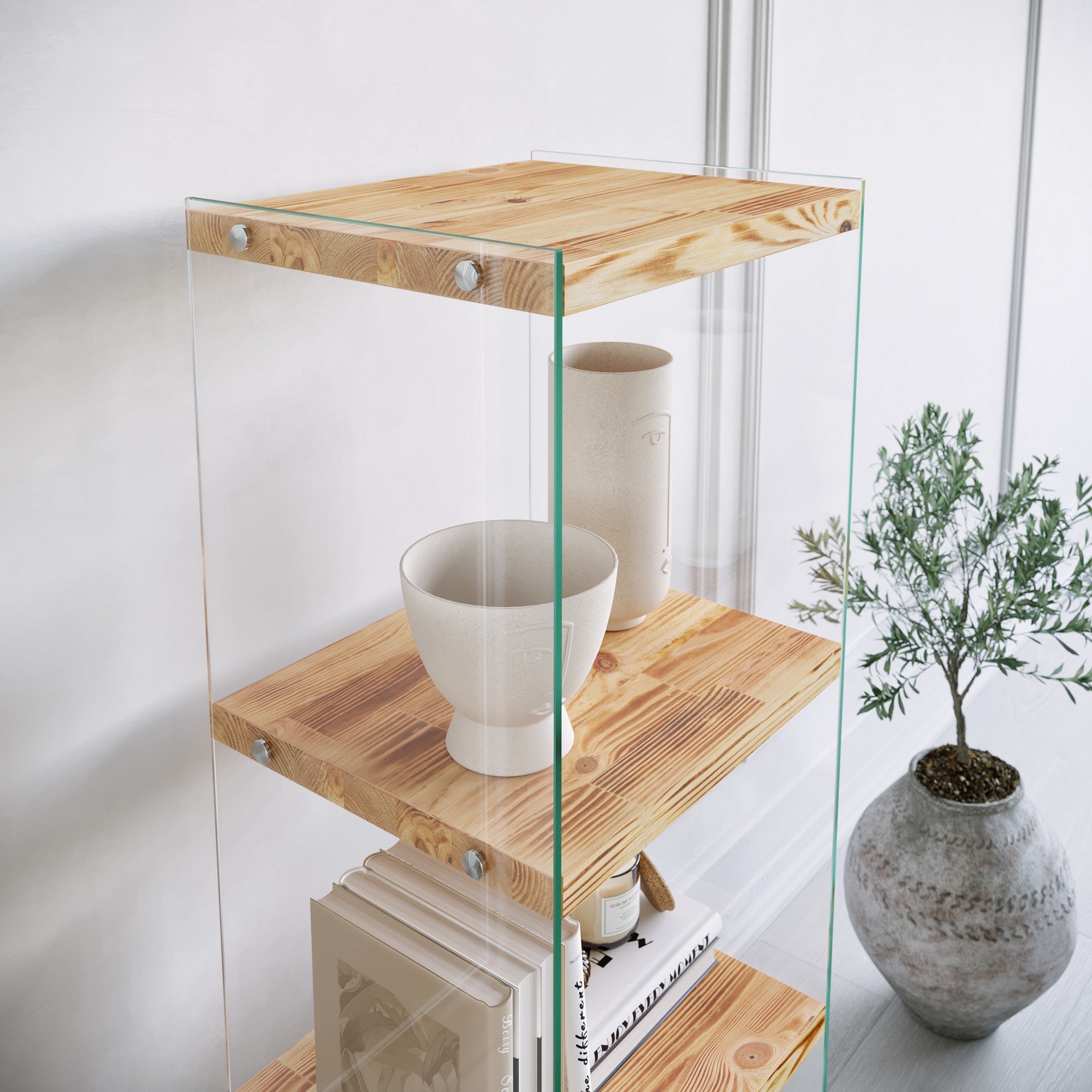 Estante moderna de carvalho, 120 cm A x 40 cm L x 35 cm P | 100% madeira de pinho maciça, ecológica, montável na parede, design escandinavo elegante, capacidade de 10 kg por prateleira