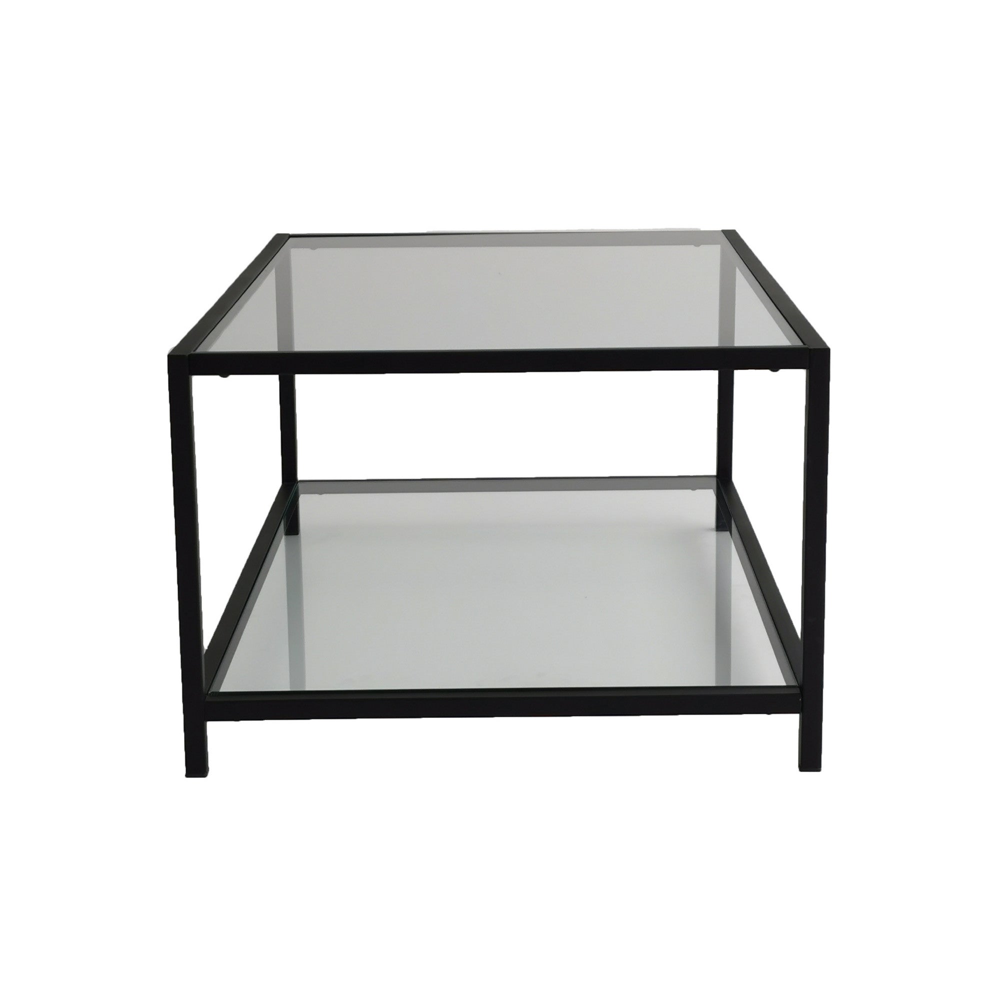 Mesa de Centro Moderna, Fumê e Preto, 90 x 60 x 40 cm | 100% Vidro Temperado (4 mm) e Estrutura 100% Metal | Design Industrial Elegante para Casa e Escritório