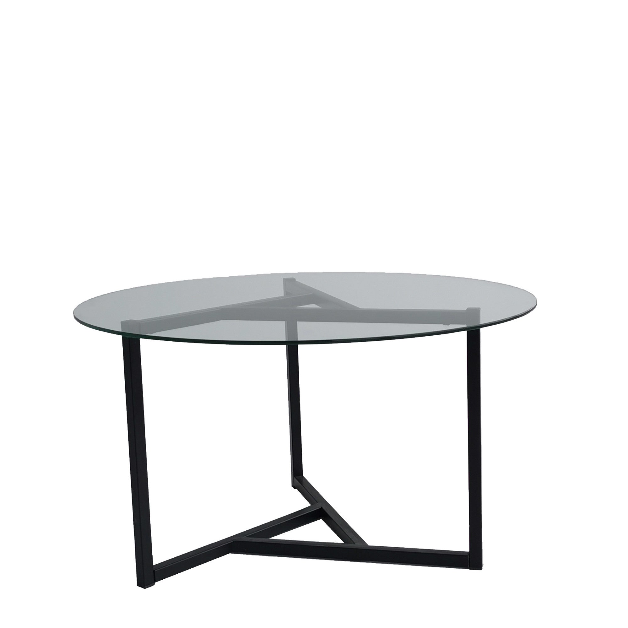 Mesa de Centro Moderna, 75 cm x 42 cm x 75 cm | Estrutura 100% Metal e Vidro Temperado de 6 mm | Design Elegante Transparente e Preto para Espaços Industriais