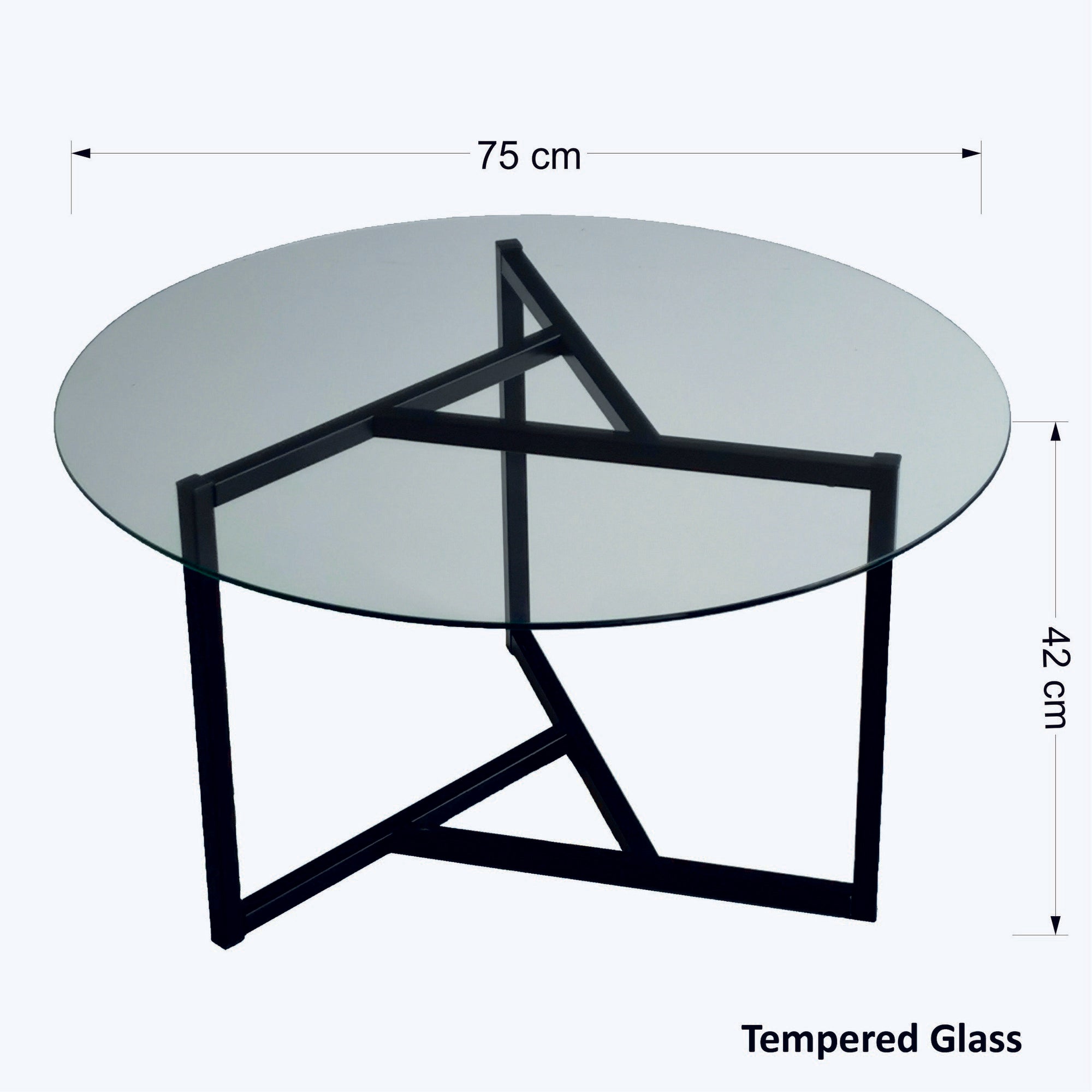 Mesa de Centro Moderna, 75 cm x 42 cm x 75 cm | Estrutura 100% Metal e Vidro Temperado de 6 mm | Design Elegante Transparente e Preto para Espaços Industriais