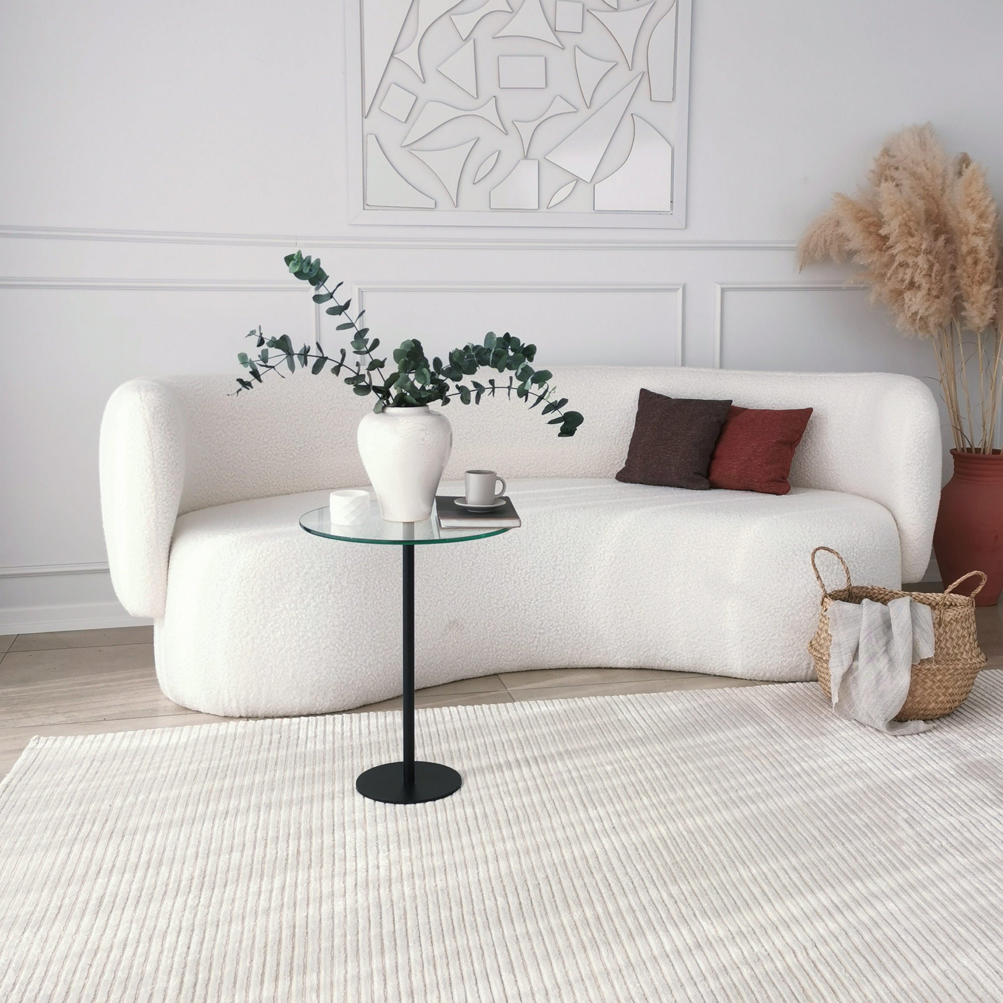 Mesa de Centro Moderna, Preta, 40 x 50 x 40 cm | Tampo 100% Vidro Temperado, Pés de Metal, Antimanchas | Design Industrial Elegante para Casa e Escritório