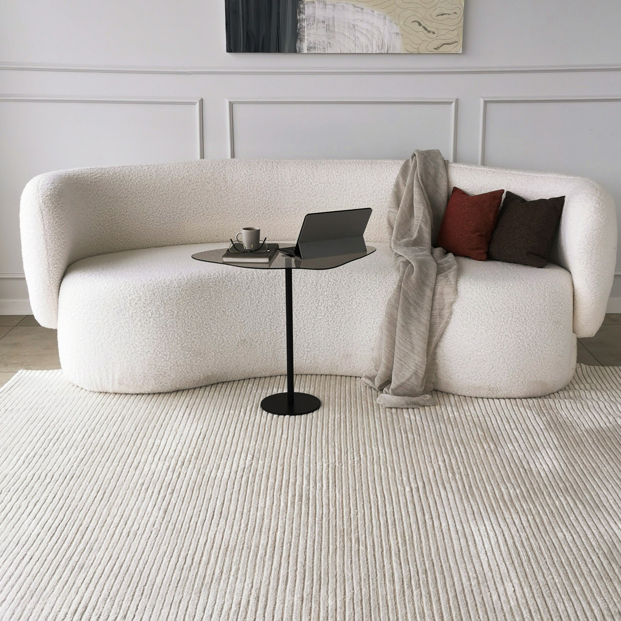 Mesa de Centro Industrial Moderna, Preta, 60 x 50 x 45 cm | Tampo 100% Vidro Temperado, Antibacteriano, Estrutura de Metal à Prova de Ferrugem | Montagem Necessária, Elegante e Funcional