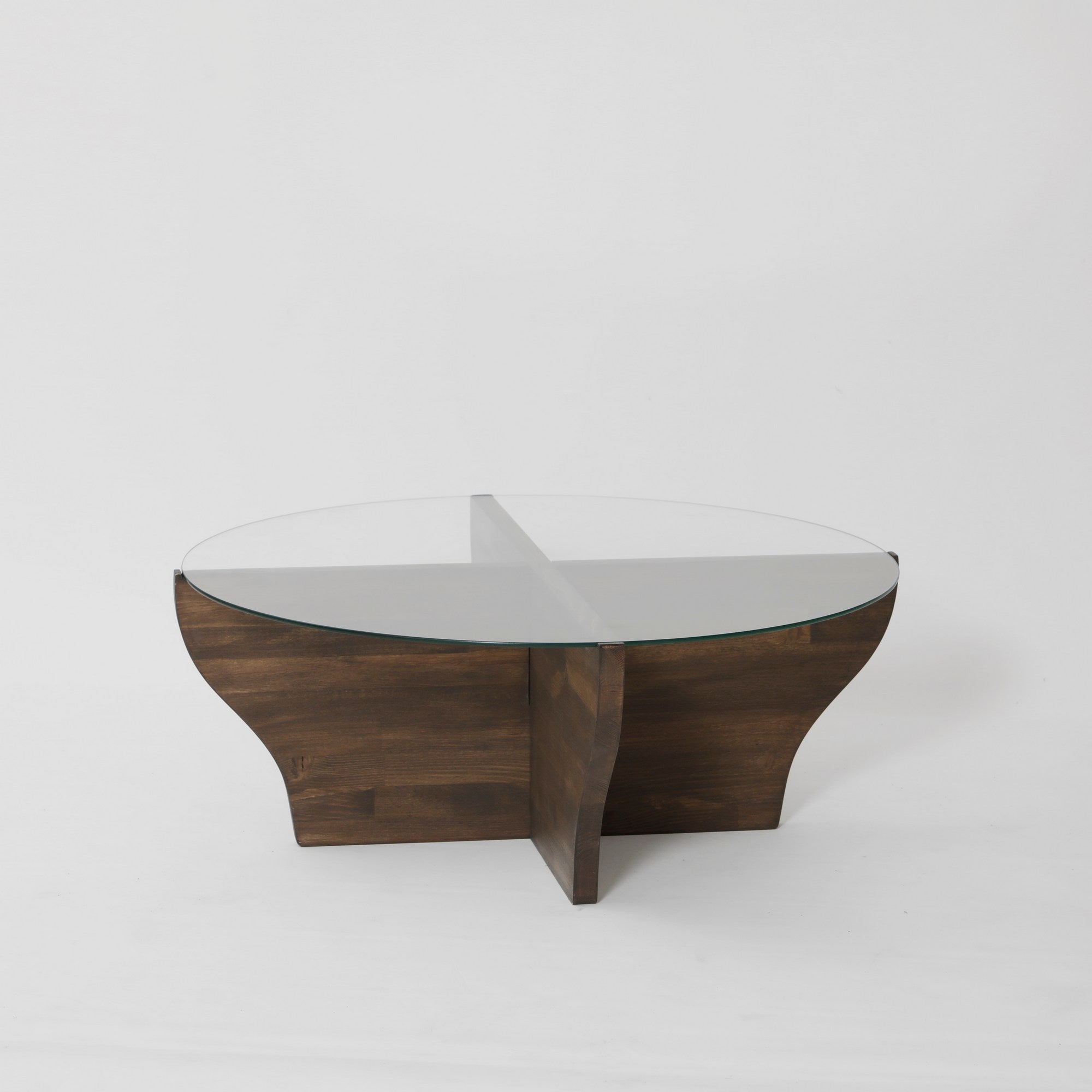 Mesa de Centro Elegante em Nogueira, 92 x 35 x 92 cm | Tampo 100% em Vidro Temperado e Estrutura em Metal | Design Moderno para Salas de Estar e Lounges