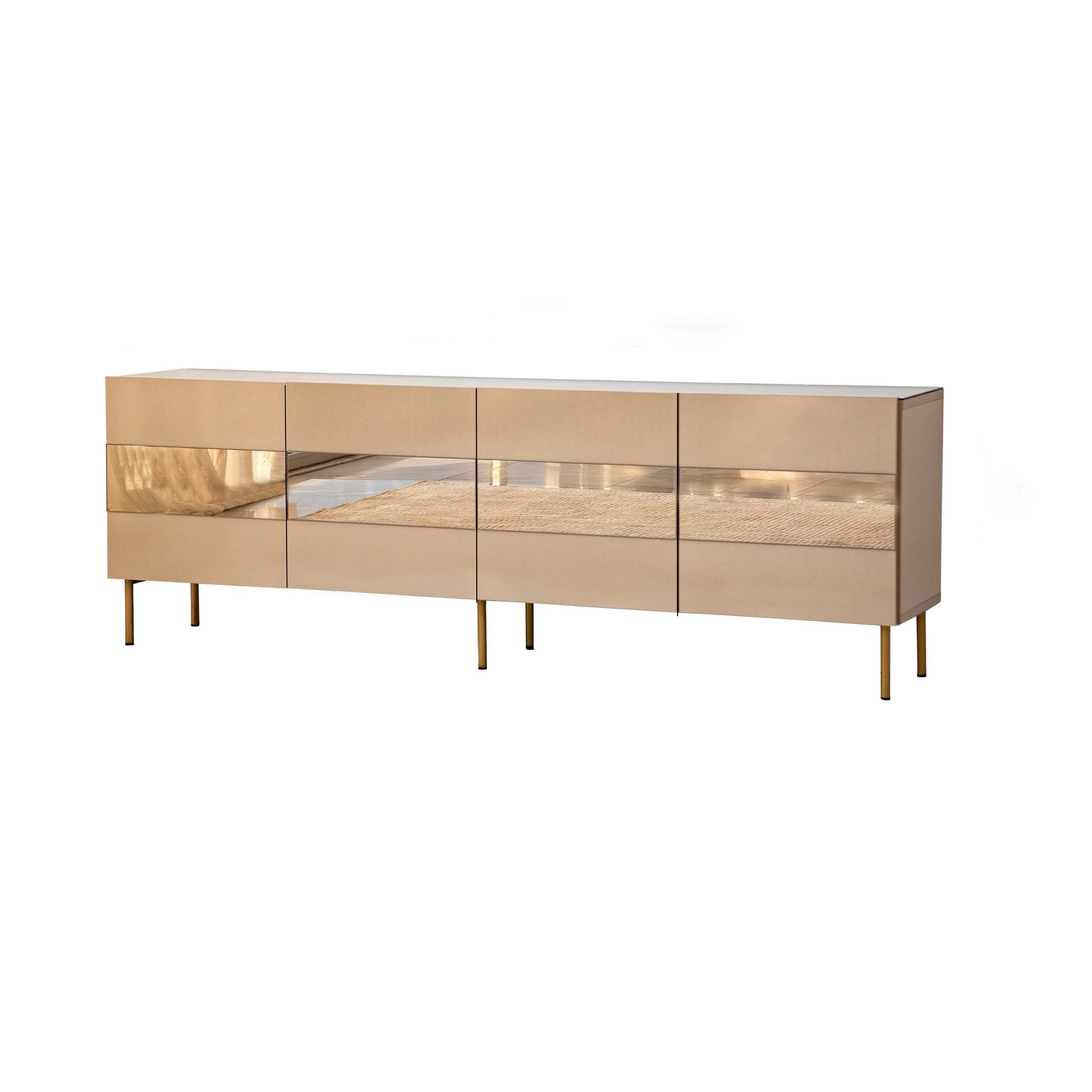 Móvel de TV elegante, 180 cm, bronze e dourado | 100% MDF, 18 mm de espessura | Design elegante para salas de estar modernas, altura: 59 cm, profundidade: 35 cm