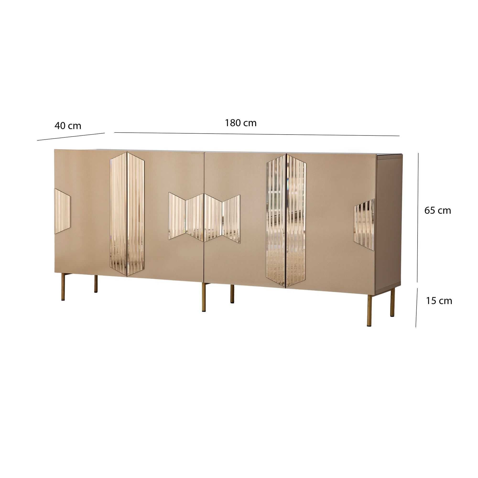 Aparador Elegante, Bronze e Dourado, 180 x 80 x 40 cm | 100% MDF, 18 mm de Espessura | Solução de Armazenamento Elegante para Espaços de Vida Modernos