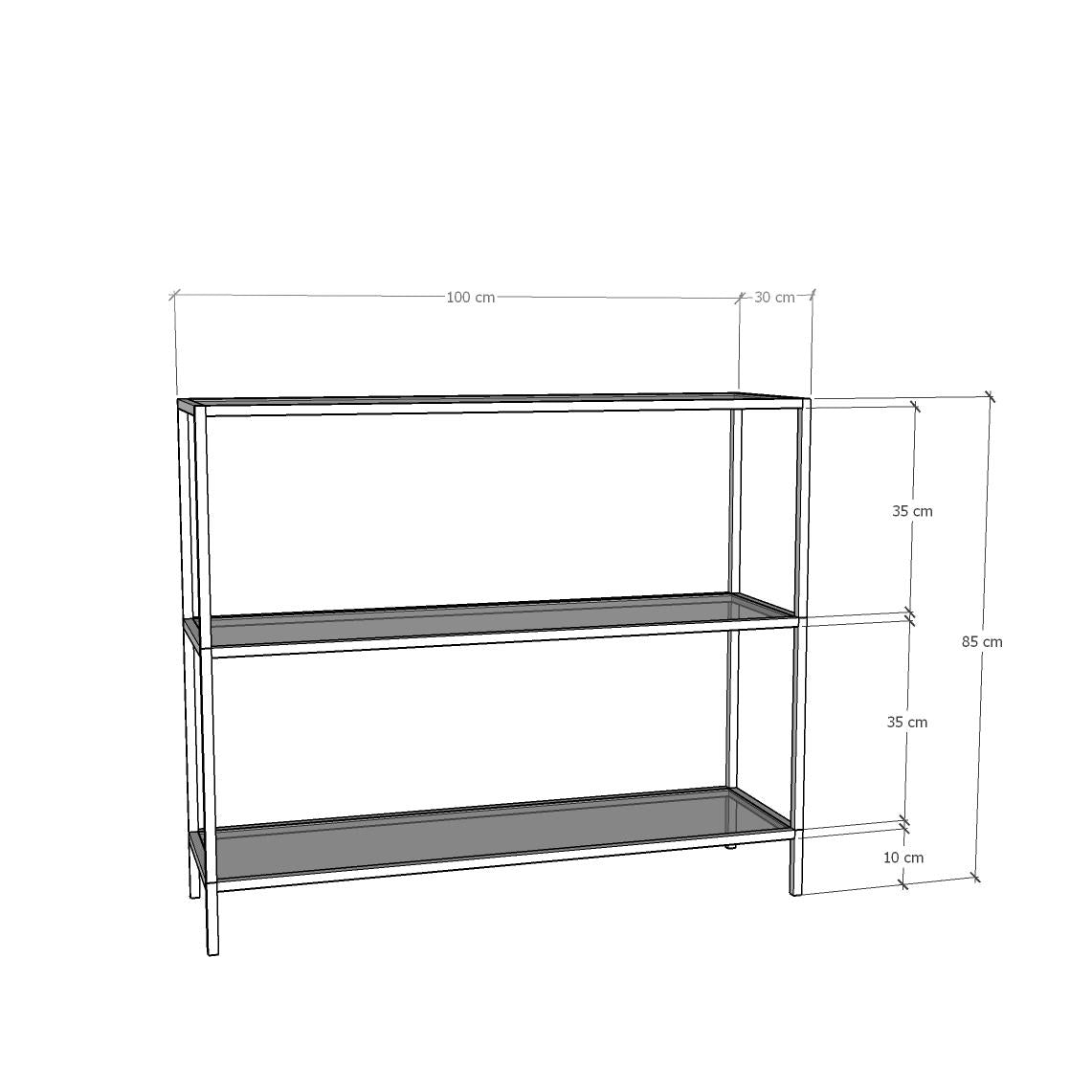 Cômoda Industrial Moderna com Vidro 100% Temperado e Estrutura de Metal, Preta, 100x85x30 cm | Montável na Parede, Várias Prateleiras, Design Elegante e Funcional