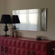 Espelho de Parede Moderno Prateado, 130 x 65 cm, 100% MDF | Ajustável Horizontal e Verticalmente | Montado, Perfeito para Hotéis e Espaços Contemporâneos