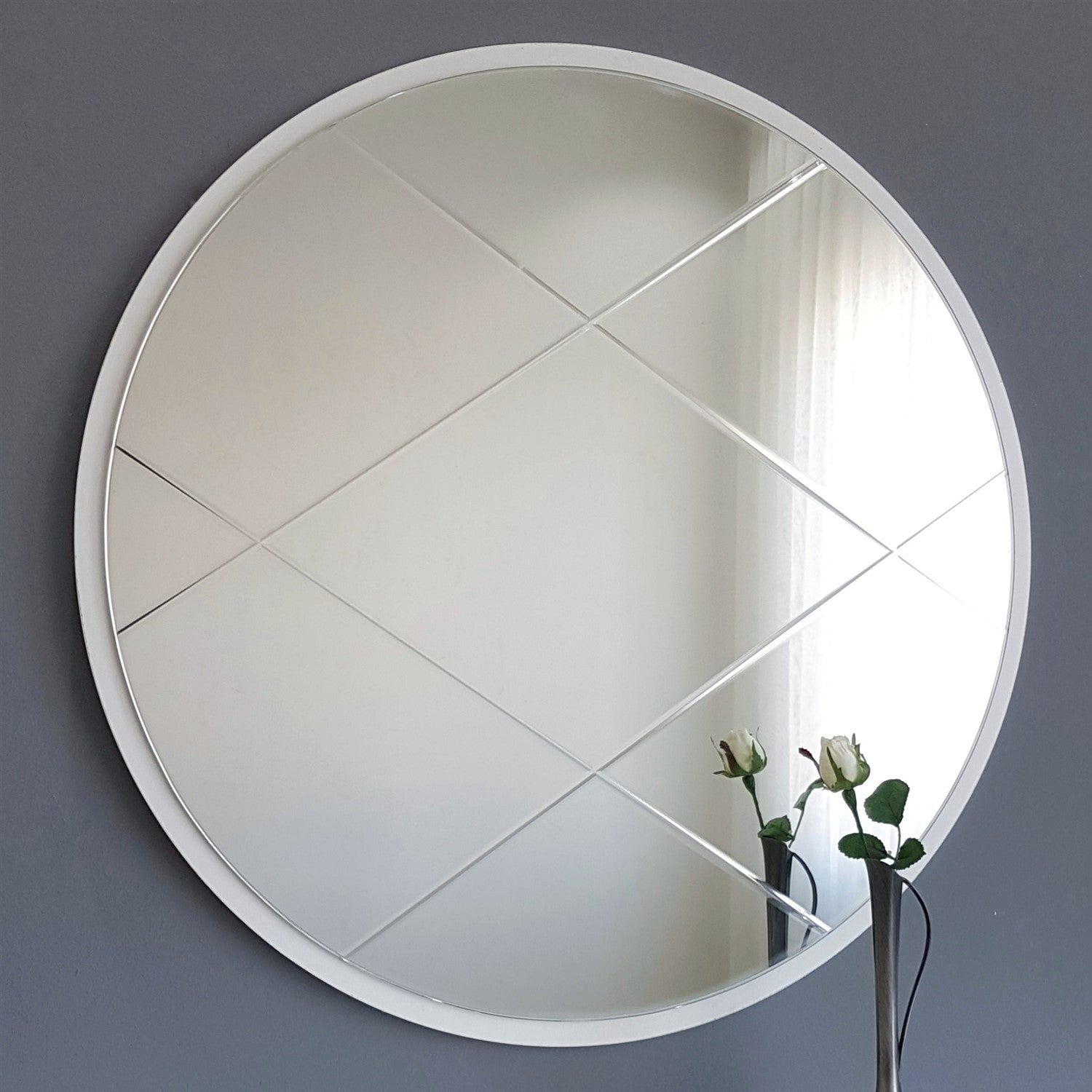 Espelho de parede prateado elegante, 60 x 60 cm | 100% MDF, montado | Perfeito para decoração moderna de hotéis e residências, design elegante em cores sólidas