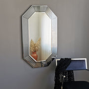 Espelho de parede prateado elegante, 60 x 100 cm | 100% MDF, ajustável horizontal e verticalmente | Perfeito para decoração de hotéis e residências modernas, montado