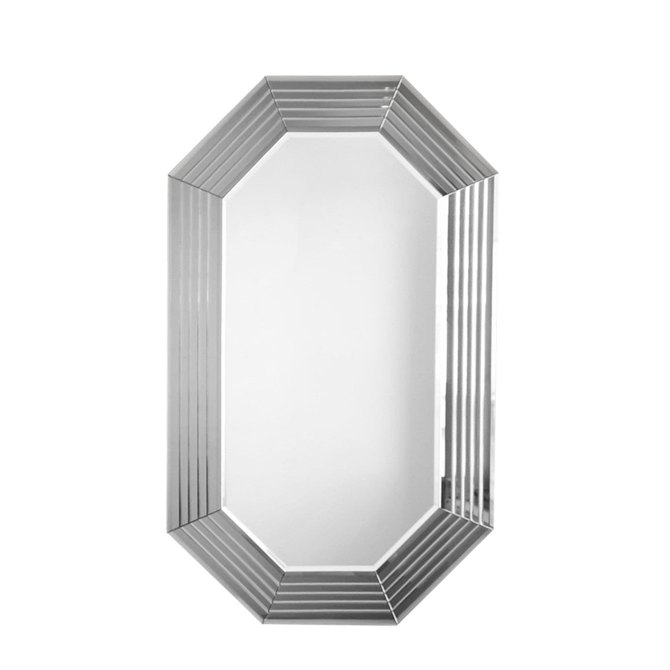 Espelho de parede prateado elegante, 60 x 100 cm | 100% MDF, ajustável horizontal e verticalmente | Perfeito para decoração de hotéis e residências modernas, montado