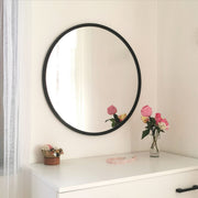 Espelho de parede preto moderno, 60 x 60 cm, 100% metal, 2,2 cm de profundidade | Montado e pronto para pendurar | Perfeito para decoração escandinava e hoteleira