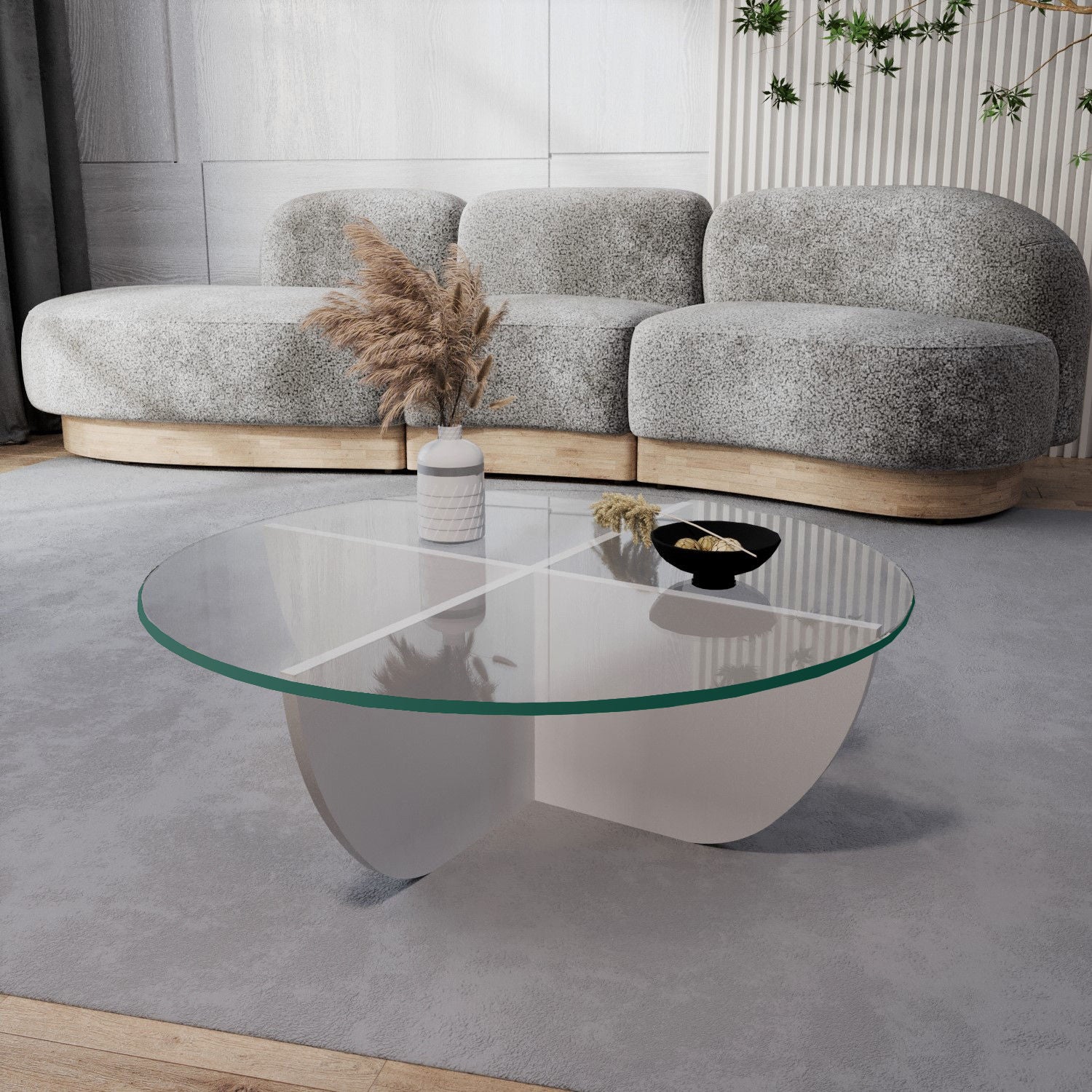 Mesa de Centro Branca Moderna, 90 x 90 x 30 cm | Tampo 100% Vidro Temperado, Estrutura 100% Melamina, 18 mm de Espessura | Design Elegante e Funcional para Qualquer Espaço