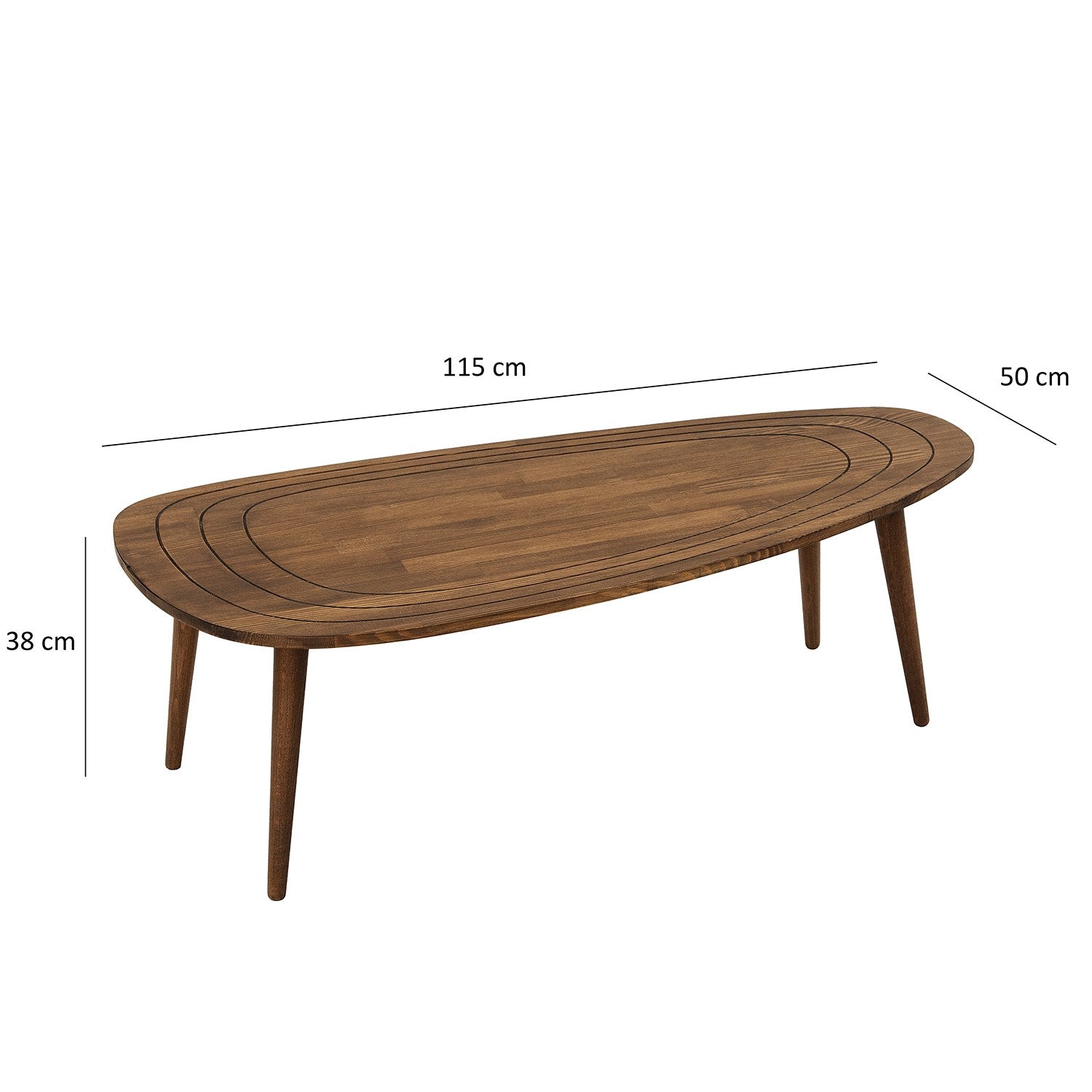 Mesa de Centro Elegante em Nogueira, 115 x 50 x 38 cm | 100% Madeira de Faia | Design Elegante e Durável para Salas de Estar Modernas e Espaços Aconchegantes
