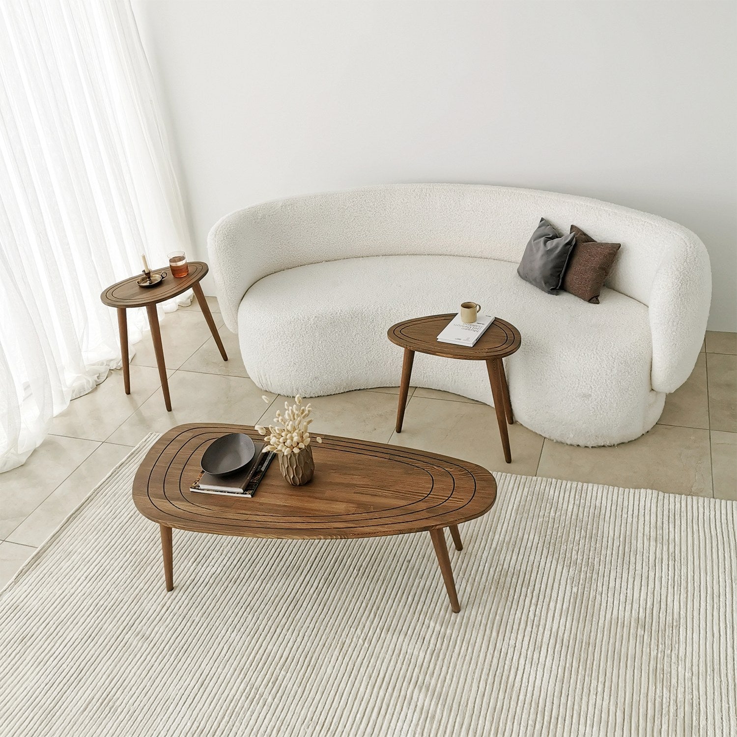 Mesa de Centro Elegante em Nogueira, 115 x 50 x 38 cm | 100% Madeira de Faia | Design Elegante e Durável para Salas de Estar Modernas e Espaços Aconchegantes