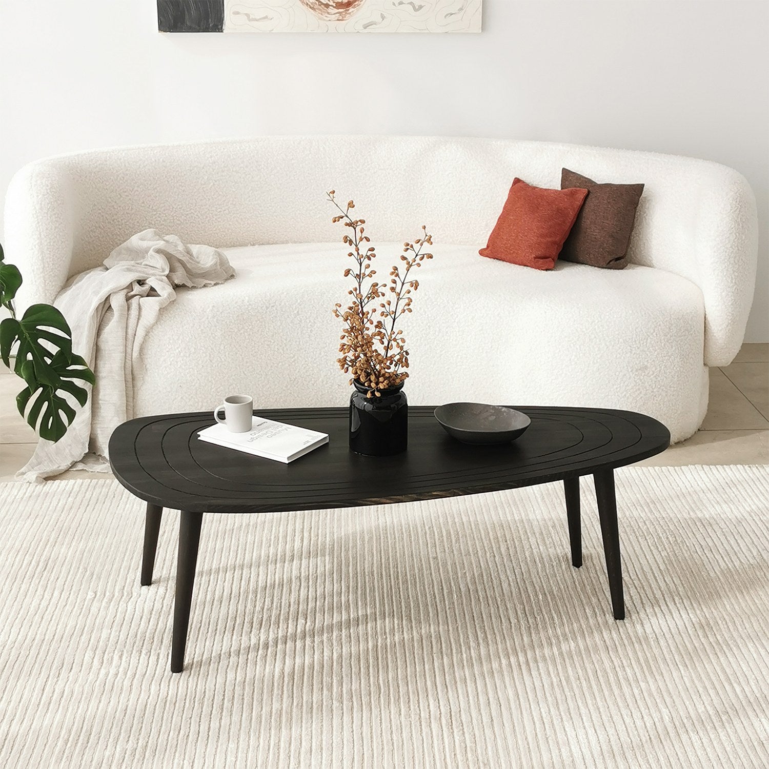 Mesa de Centro Elegante, Antracite, 115 x 38 x 50 cm | 100% Madeira de Pinho e Faia de Alta Qualidade | Perfeita para Salas de Estar Modernas e Espaços Aconchegantes