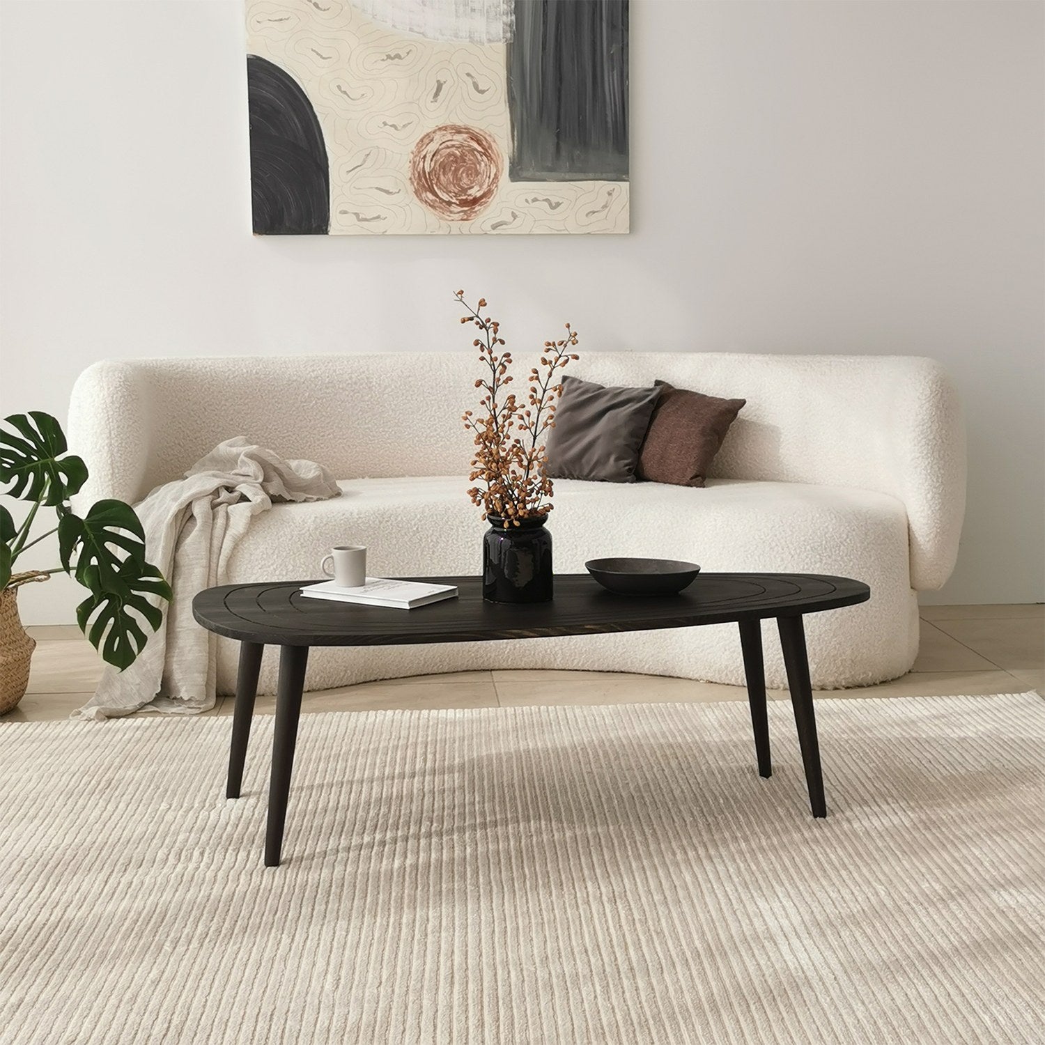 Mesa de Centro Elegante, Antracite, 115 x 38 x 50 cm | 100% Madeira de Pinho e Faia de Alta Qualidade | Perfeita para Salas de Estar Modernas e Espaços Aconchegantes