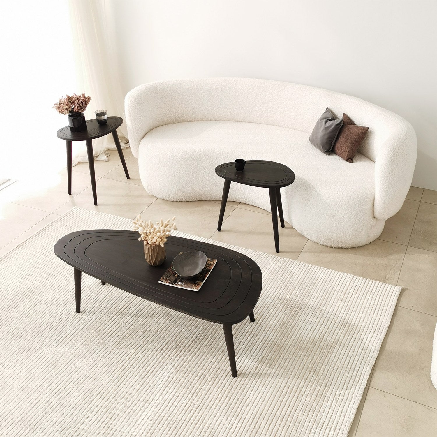 Mesa de Centro Elegante, Antracite, 115 x 38 x 50 cm | 100% Madeira de Pinho e Faia de Alta Qualidade | Perfeita para Salas de Estar Modernas e Espaços Aconchegantes