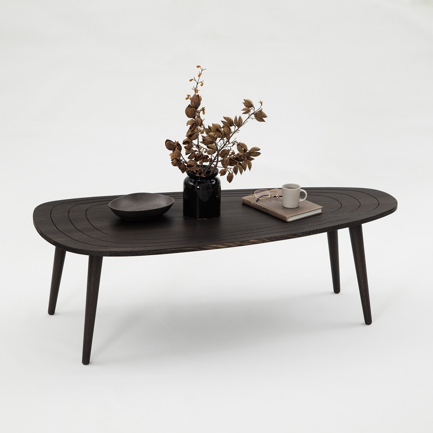 Mesa de Centro Elegante, Antracite, 115 x 38 x 50 cm | 100% Madeira de Pinho e Faia de Alta Qualidade | Perfeita para Salas de Estar Modernas e Espaços Aconchegantes