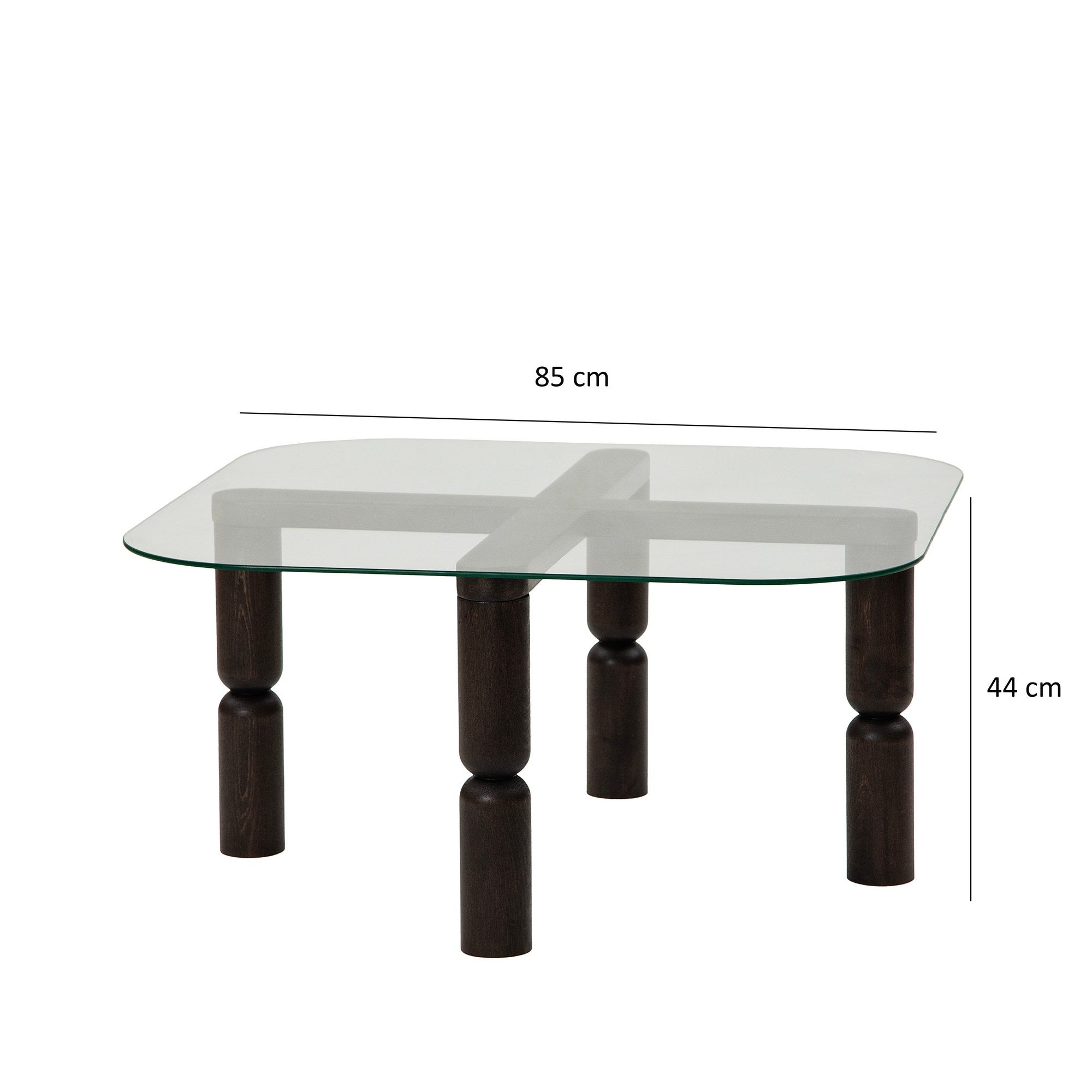 Mesa de Centro Elegante, 80 cm x 40 cm x 80 cm, Antracite | Tampo 100% Vidro Temperado, Estrutura 100% Madeira de Faia | Design Moderno para Sala de Estar e Lounge