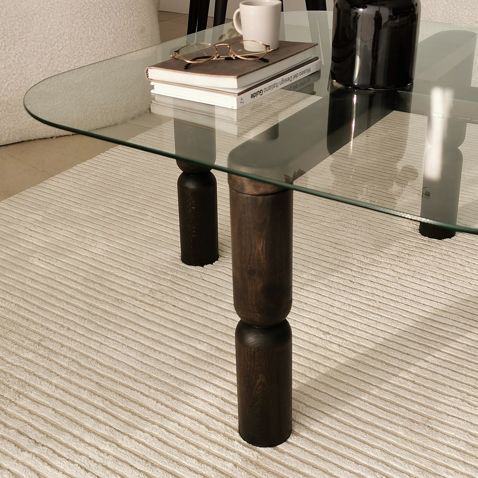 Mesa de Centro Elegante, 80 cm x 40 cm x 80 cm, Antracite | Tampo 100% Vidro Temperado, Estrutura 100% Madeira de Faia | Design Moderno para Sala de Estar e Lounge