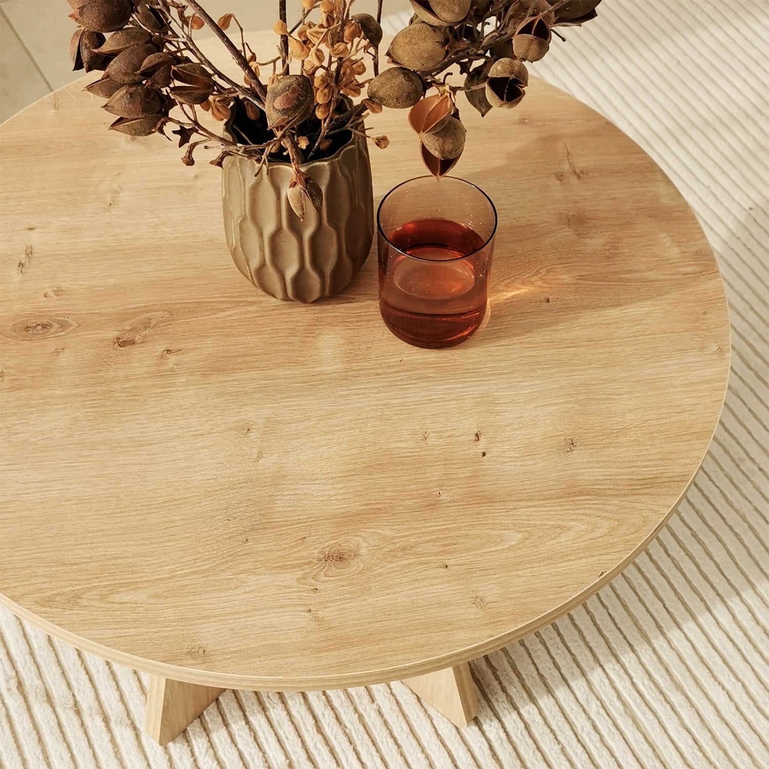 Mesa de Centro em Carvalho Safira, 60 x 60 x 40 cm | Painel de Partículas 100% Revestido em Melamina, 18 mm de Espessura | Elegante e Funcional para Espaços Modernos