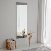 Espelho de parede moderno, branco, 40 x 120 x 2,2 cm | 100% revestido em melamina, resistente à umidade, com fita de PVC | Design ajustável e ecológico para residências e hotéis