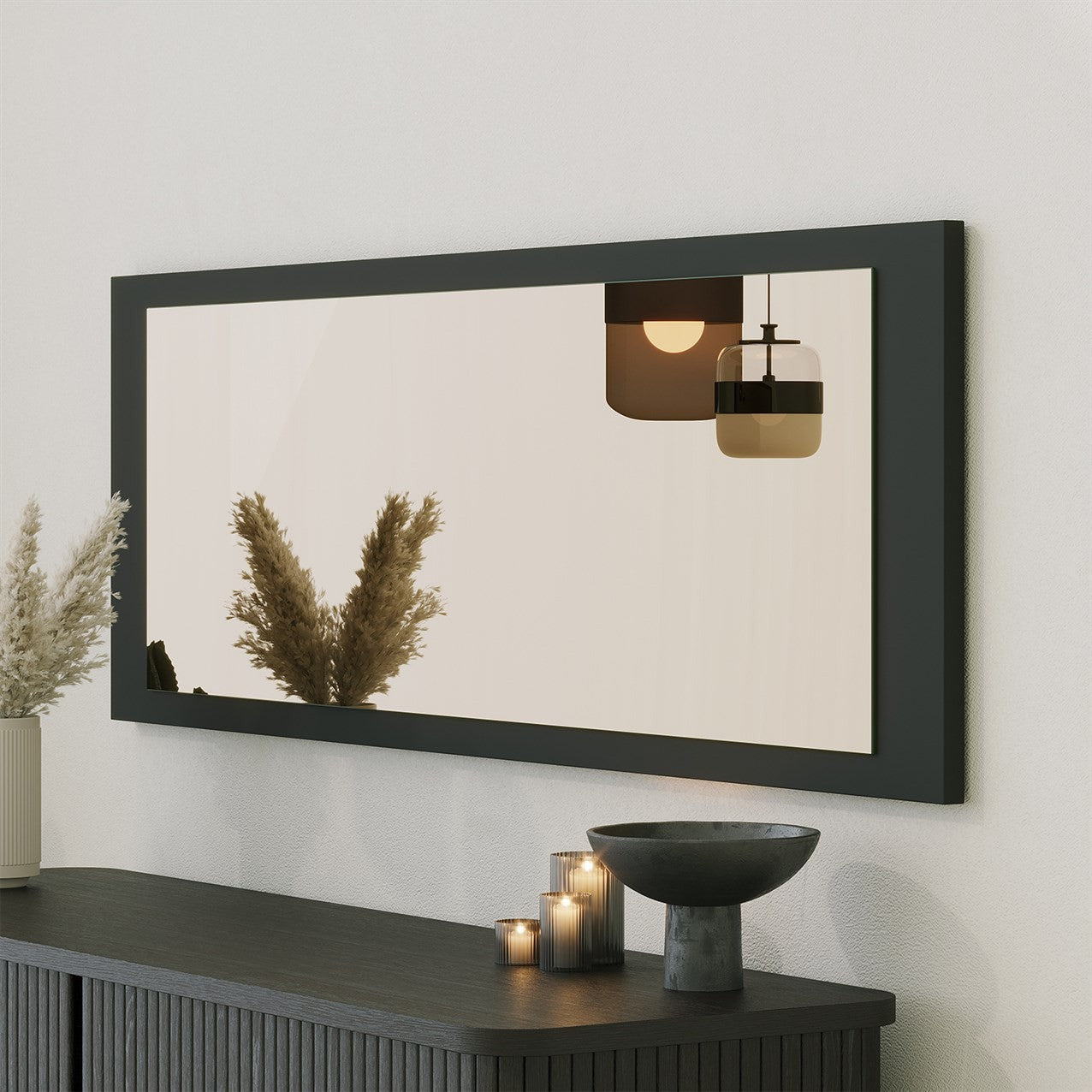 Espelho elegante de parede, bronze e preto, 40 x 120 x 2,2 cm | 100% fibra de madeira, design ecológico Flotal-E | Perfeito para decoração moderna