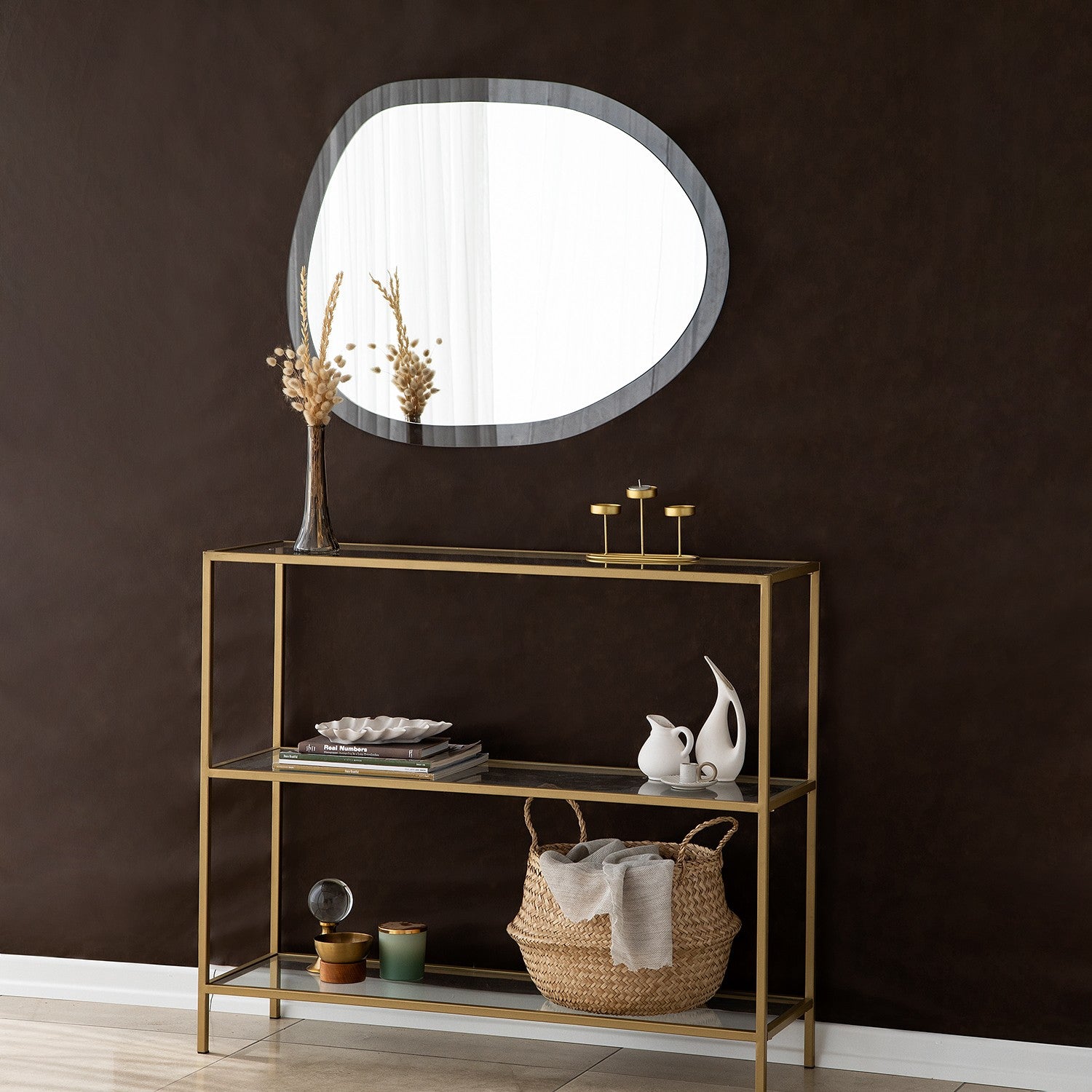 Espelho de Parede Elegante, 83 x 63 cm, 100% Vidro Temperado, Design Ecológico Flotal-E, Acabamento Transparente | Perfeito para Decoração Moderna