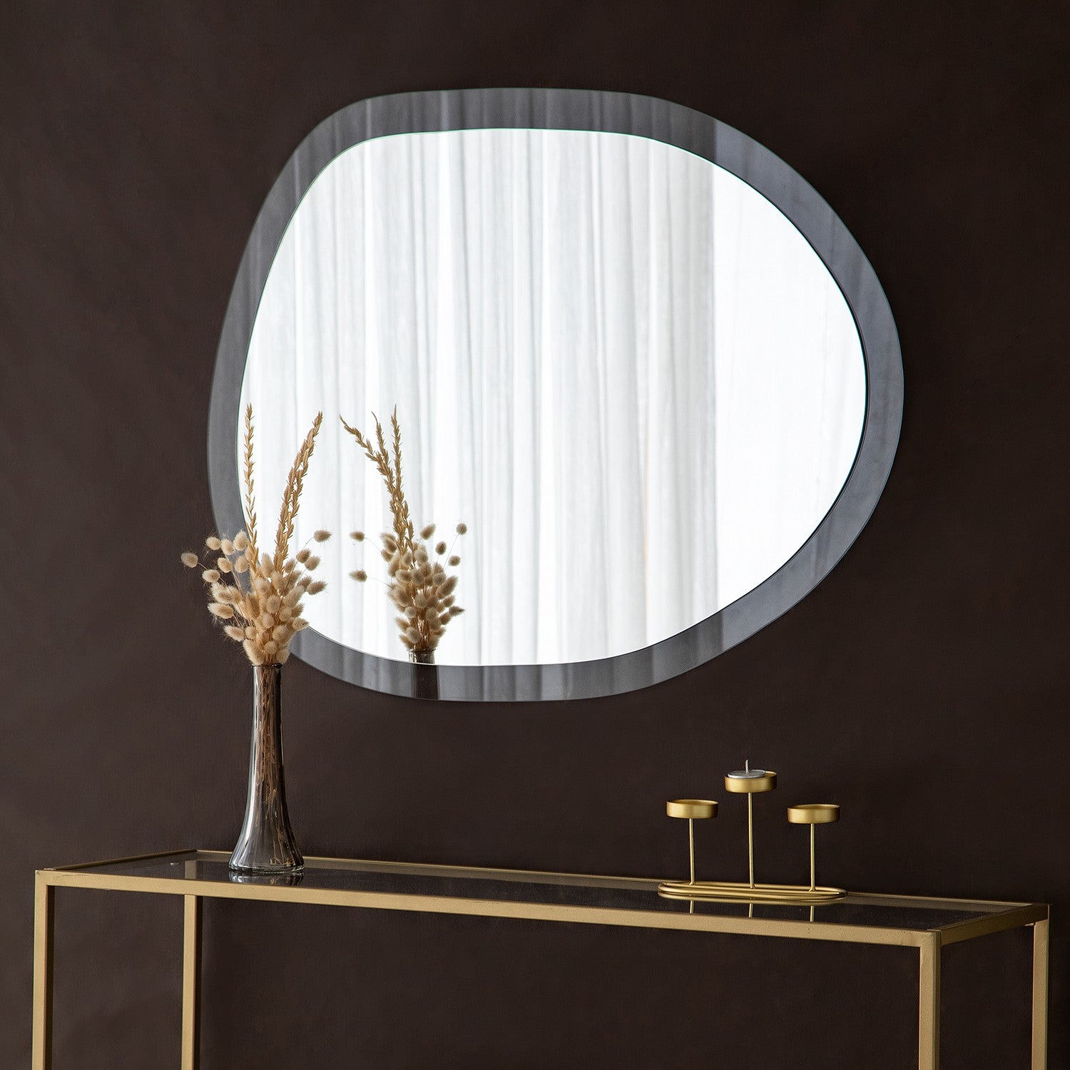 Espelho de Parede Elegante, 83 x 63 cm, 100% Vidro Temperado, Design Ecológico Flotal-E, Acabamento Transparente | Perfeito para Decoração Moderna