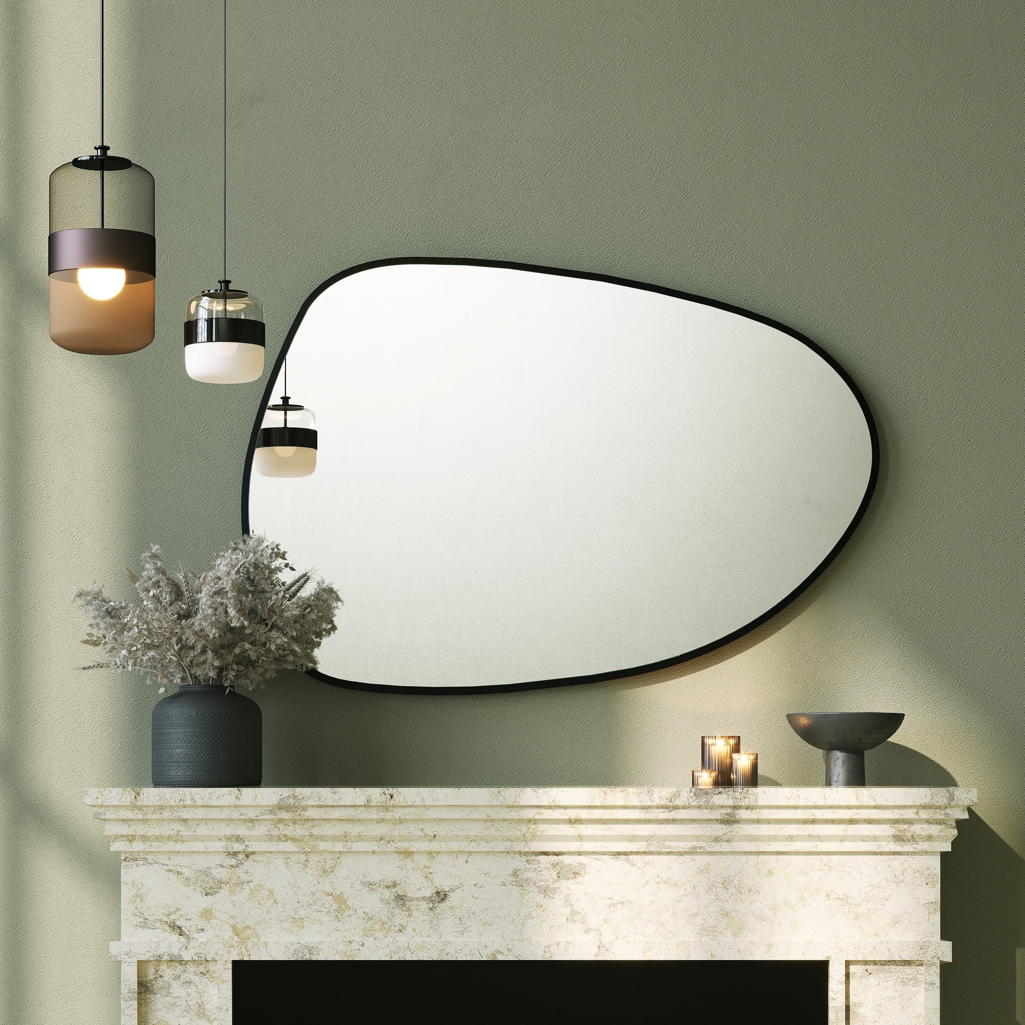 Espelho Ecológico Flotal-E Preto Elegante, 91 x 61 cm | 100% MDF, 18 mm de espessura | Perfeito para decoração moderna e espaços elegantes
