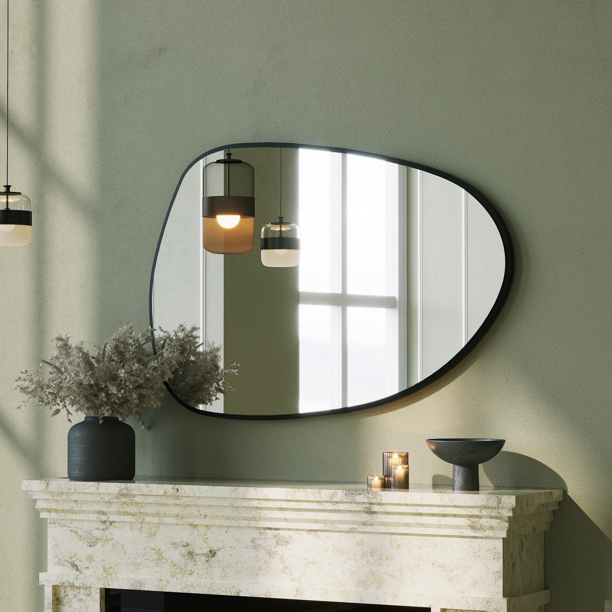 Espelho Ecológico Flotal-E Preto Elegante, 91 x 61 cm | 100% MDF, 18 mm de espessura | Perfeito para decoração moderna e espaços elegantes