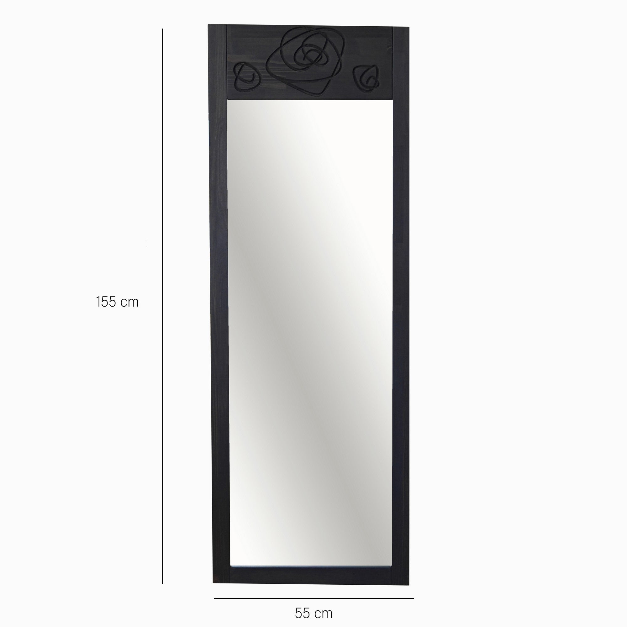 Espelho Cheval Elegante, 55 cm x 155 cm, 100% madeira maciça de pinho, cor antracite | Espelho Flotal-E Ecológico | Perfeito para Quartos e Vestiários Modernos