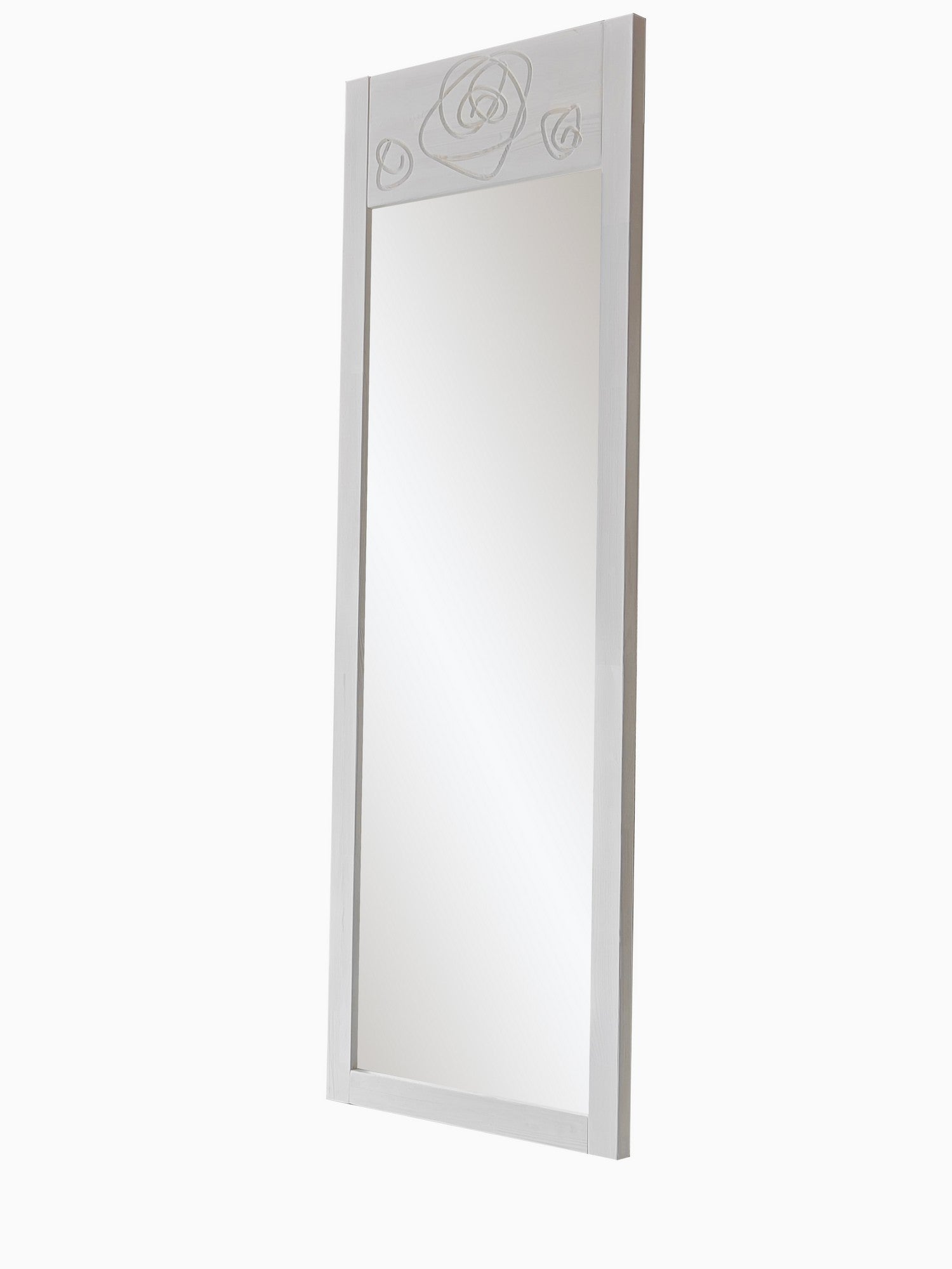 Espelho Cheval Elegante, 55 cm x 155 cm, 100% madeira maciça de pinho, espelho Flotal-E ecológico, acabamento branco | Perfeito para quartos e closets
