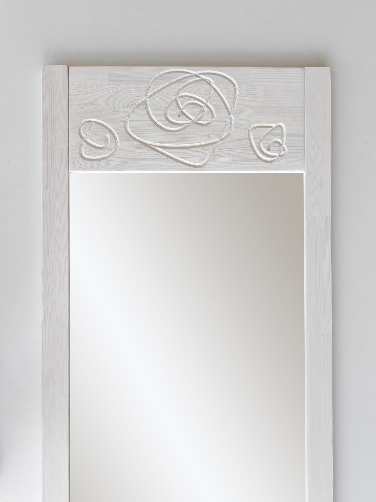 Espelho Cheval Elegante, 55 cm x 155 cm, 100% madeira maciça de pinho, espelho Flotal-E ecológico, acabamento branco | Perfeito para quartos e closets