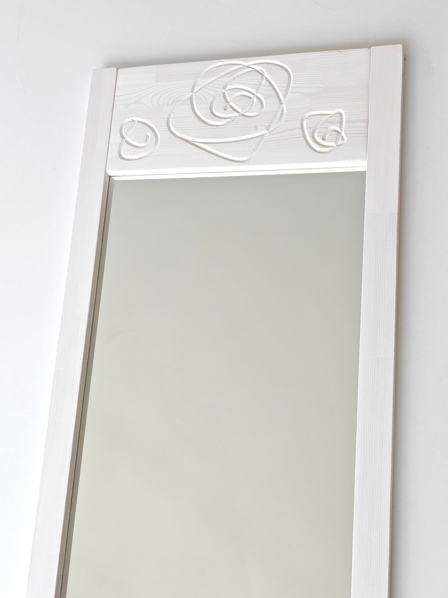 Espelho Cheval Elegante, 55 cm x 155 cm, 100% madeira maciça de pinho, espelho Flotal-E ecológico, acabamento branco | Perfeito para quartos e closets