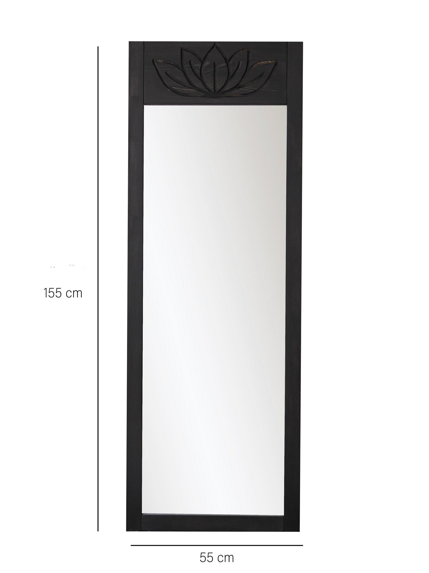 Espelho Cheval Elegante, 55 cm x 155 cm, 100% madeira maciça de pinho, cor antracite | Espelho Flotal-E Ecológico | Perfeito para Quartos e Vestiários Modernos
