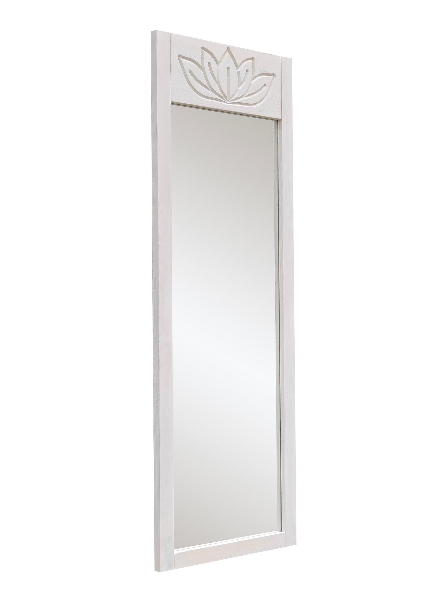 Espelho Cheval Elegante, 55 cm x 155 cm, 100% madeira maciça de pinho, espelho Flotal-E ecológico, acabamento branco | Perfeito para quartos e closets