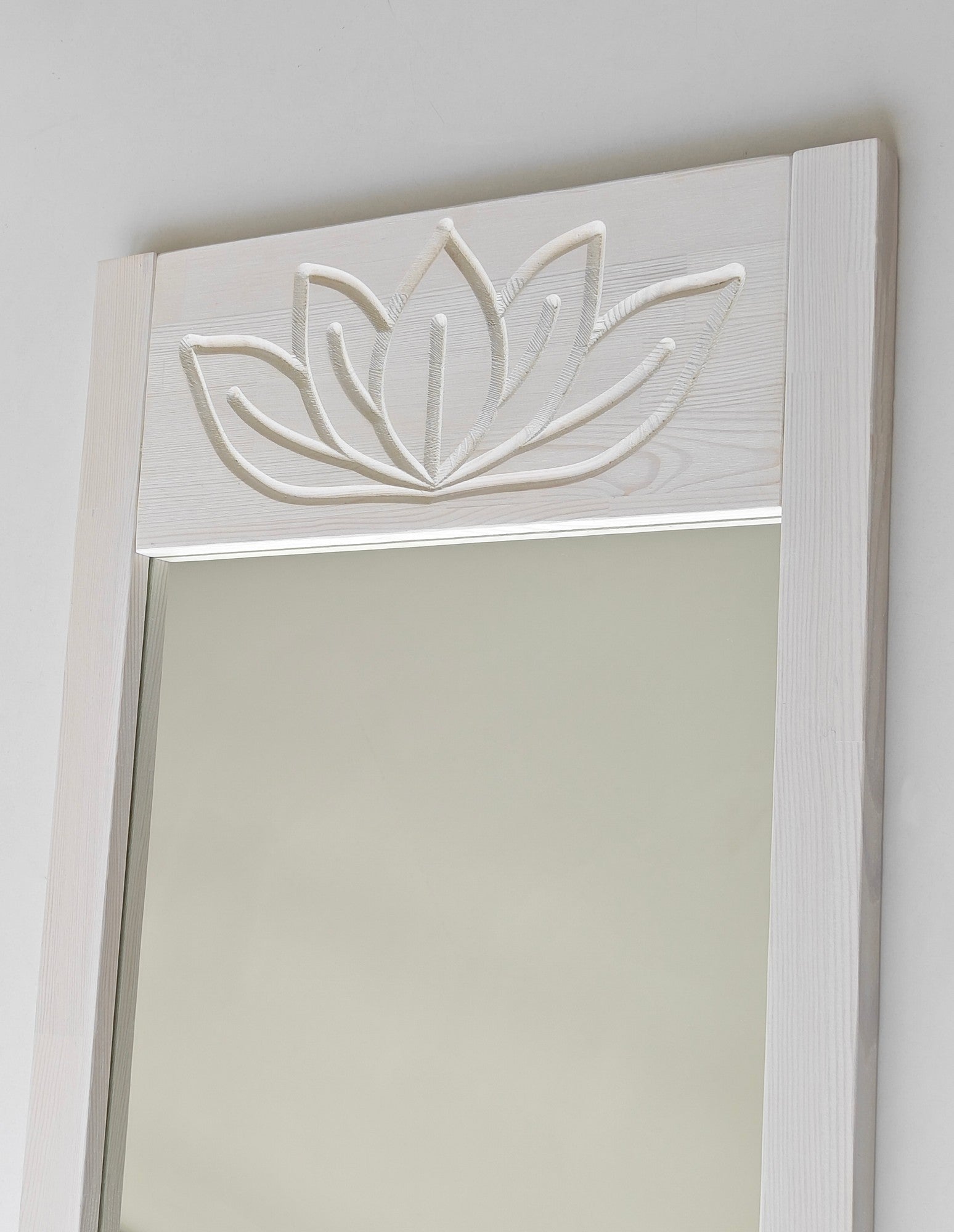 Espelho Cheval Elegante, 55 cm x 155 cm, 100% madeira maciça de pinho, espelho Flotal-E ecológico, acabamento branco | Perfeito para quartos e closets