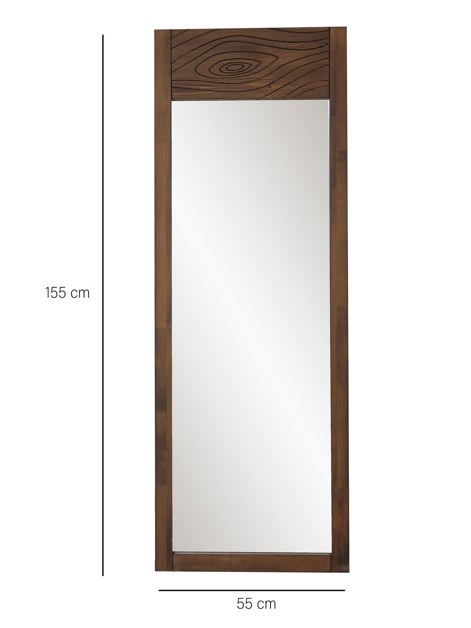 Espelho Cheval Elegante, 55 cm x 155 cm, Cor Nogueira | 100% Madeira Maciça de Pinho, Espelho Ecológico Flotal-E | Perfeito para Quartos e Vestiários