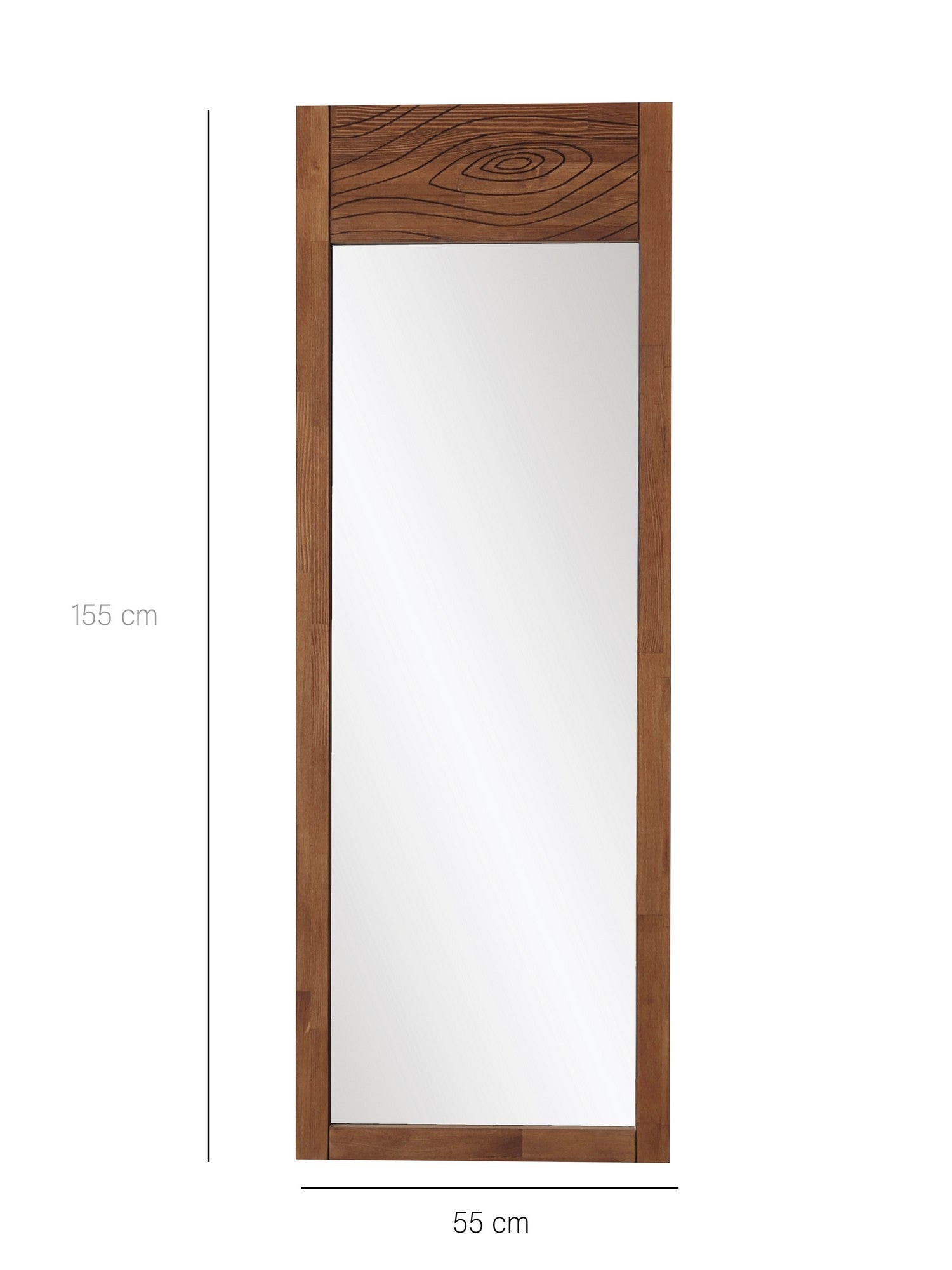 Espelho Cheval Elegante, 100% madeira de pinho, cor castanha, 55 x 155 x 2 cm | Espelho Flotal-E Ecológico | Perfeito para Quartos e Vestiários
