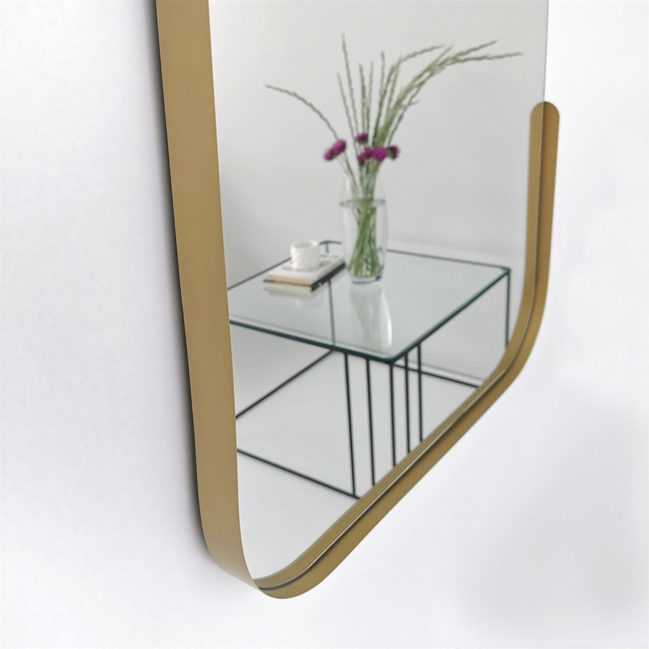 Espelho elegante com moldura dourada, 60 x 130 cm | 100% MDF e estrutura de metal, espelho Flotal-E ecológico com bordas de PVC | Perfeito para decoração moderna