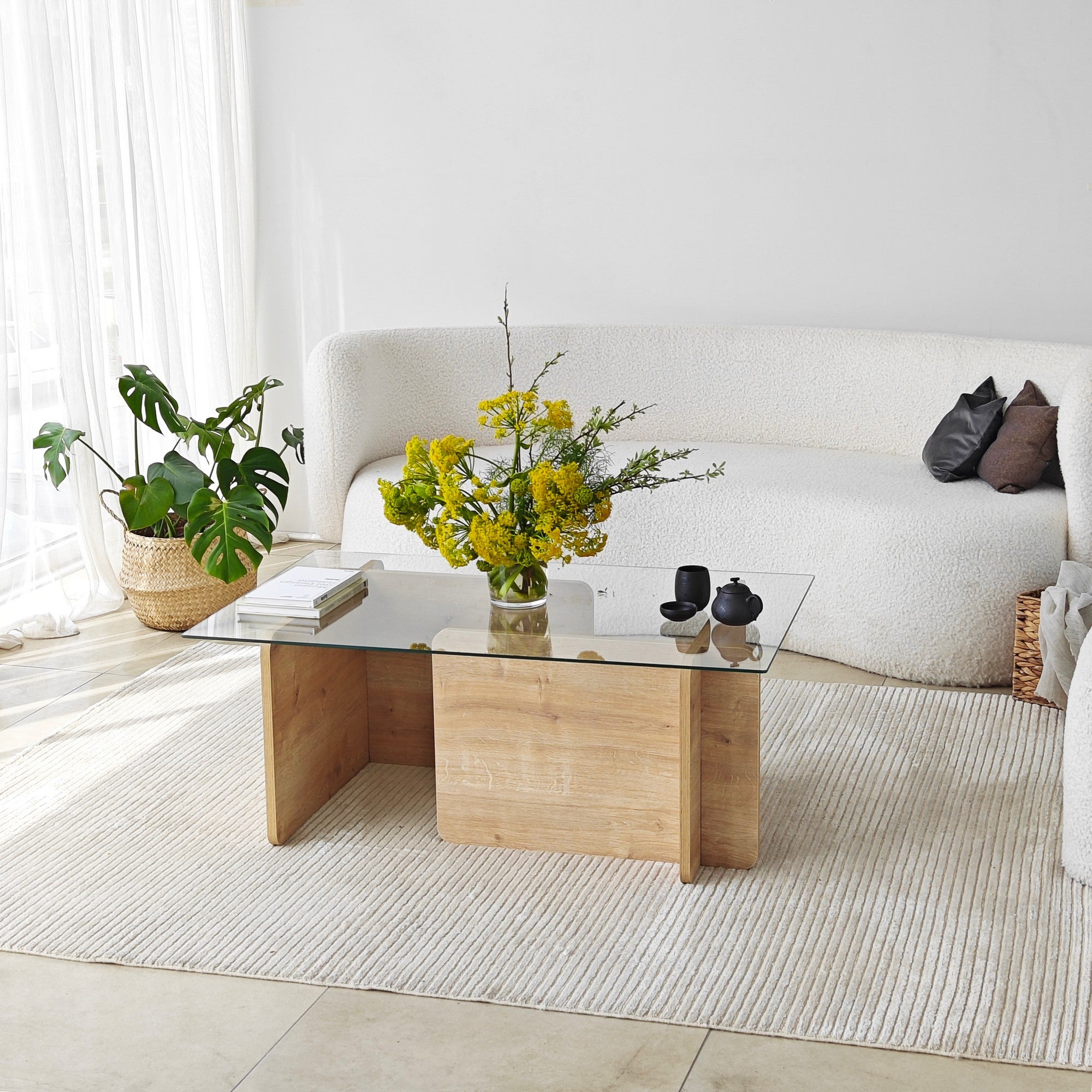 Mesa de Centro Safira, 105 x 65 x 40 cm | Aglomerado 100% revestido em melamina, 18 mm de espessura | Design elegante e funcional para espaços de convivência modernos