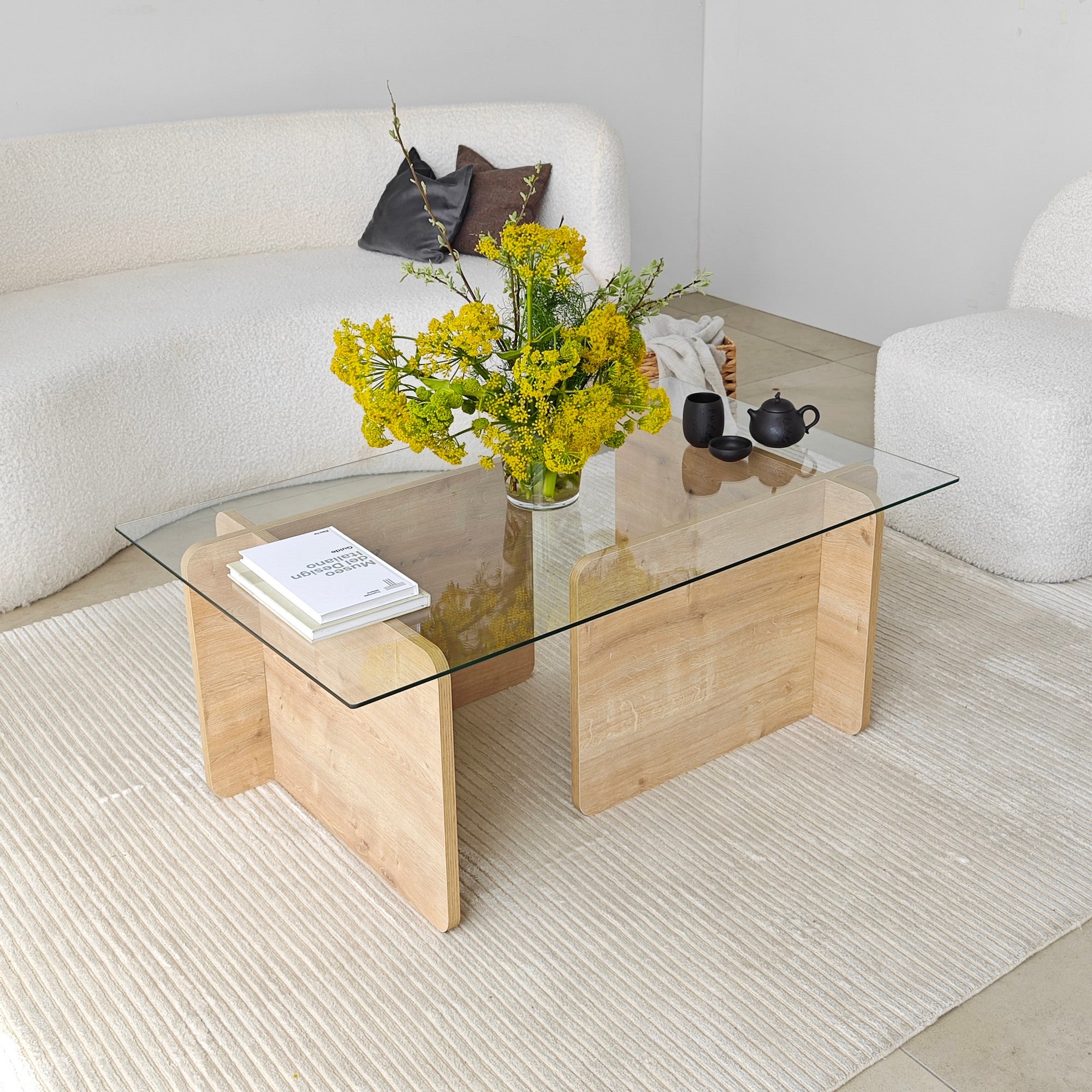 Mesa de Centro Safira, 105 x 65 x 40 cm | Aglomerado 100% revestido em melamina, 18 mm de espessura | Design elegante e funcional para espaços de convivência modernos