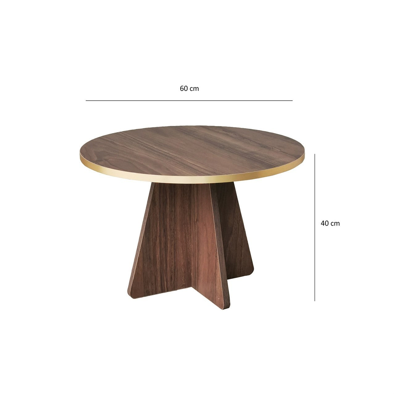 Mesa de Centro Elegante, Dourado e Nogueira, 60 x 40 x 60 cm | Aglomerado 100% Melamina, 18 mm de Espessura, Bordas em PVC | Elegante e Funcional para Espaços de Convivência