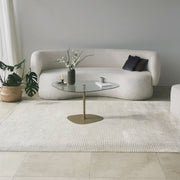 Mesa de Centro Elegante com Tampo de Vidro Temperado, 85 x 67 x 40 cm, Pés de Metal, Acabamento Transparente e Dourado | Design Moderno e Elegante para Sala de Estar