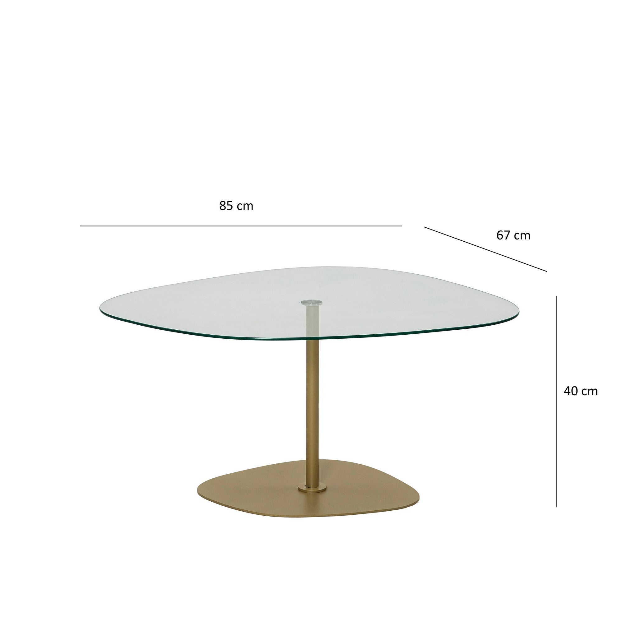 Mesa de Centro Elegante com Tampo de Vidro Temperado, 85 x 67 x 40 cm, Pés de Metal, Acabamento Transparente e Dourado | Design Moderno e Elegante para Sala de Estar